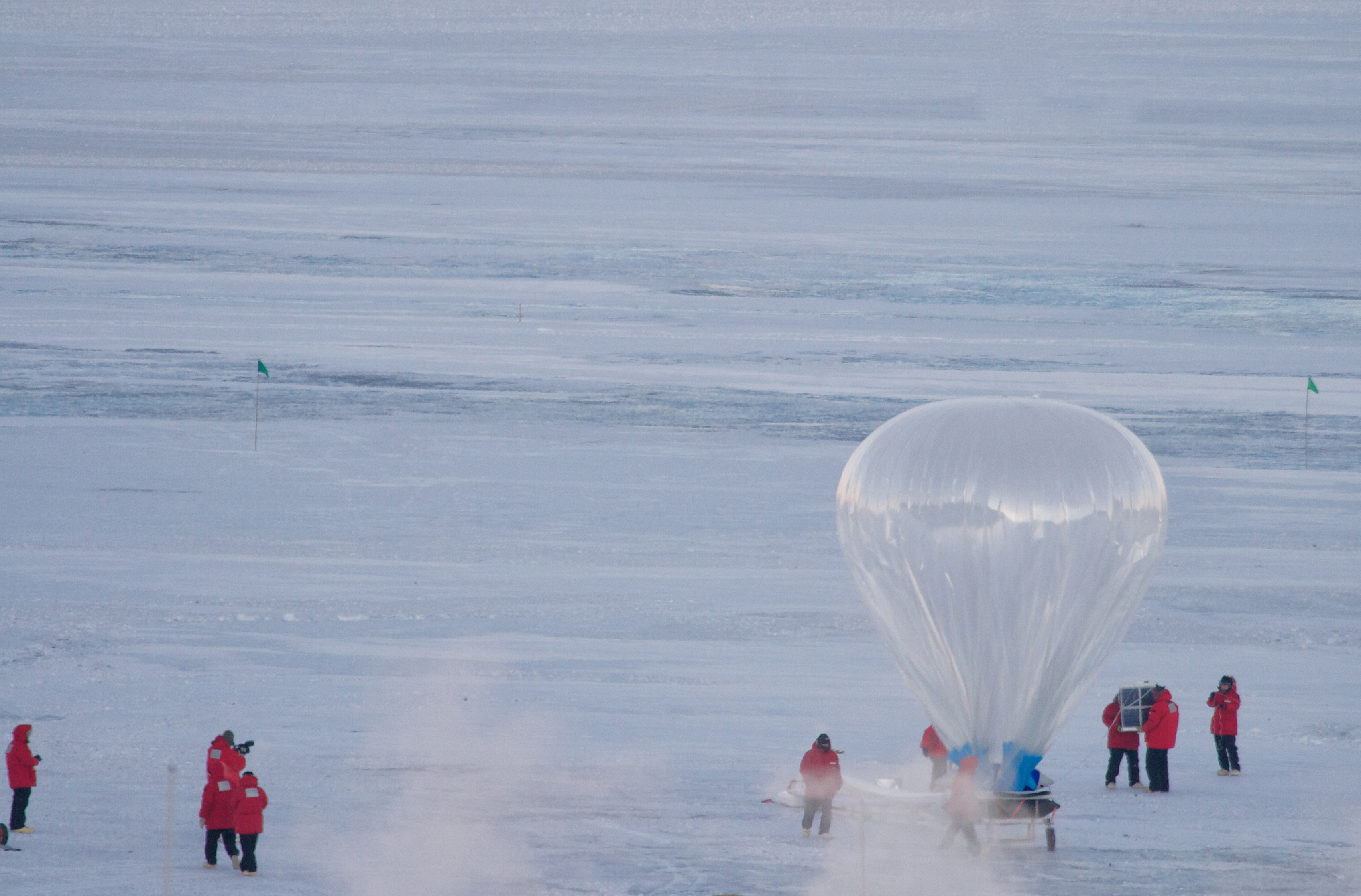 A large balloon being launched.