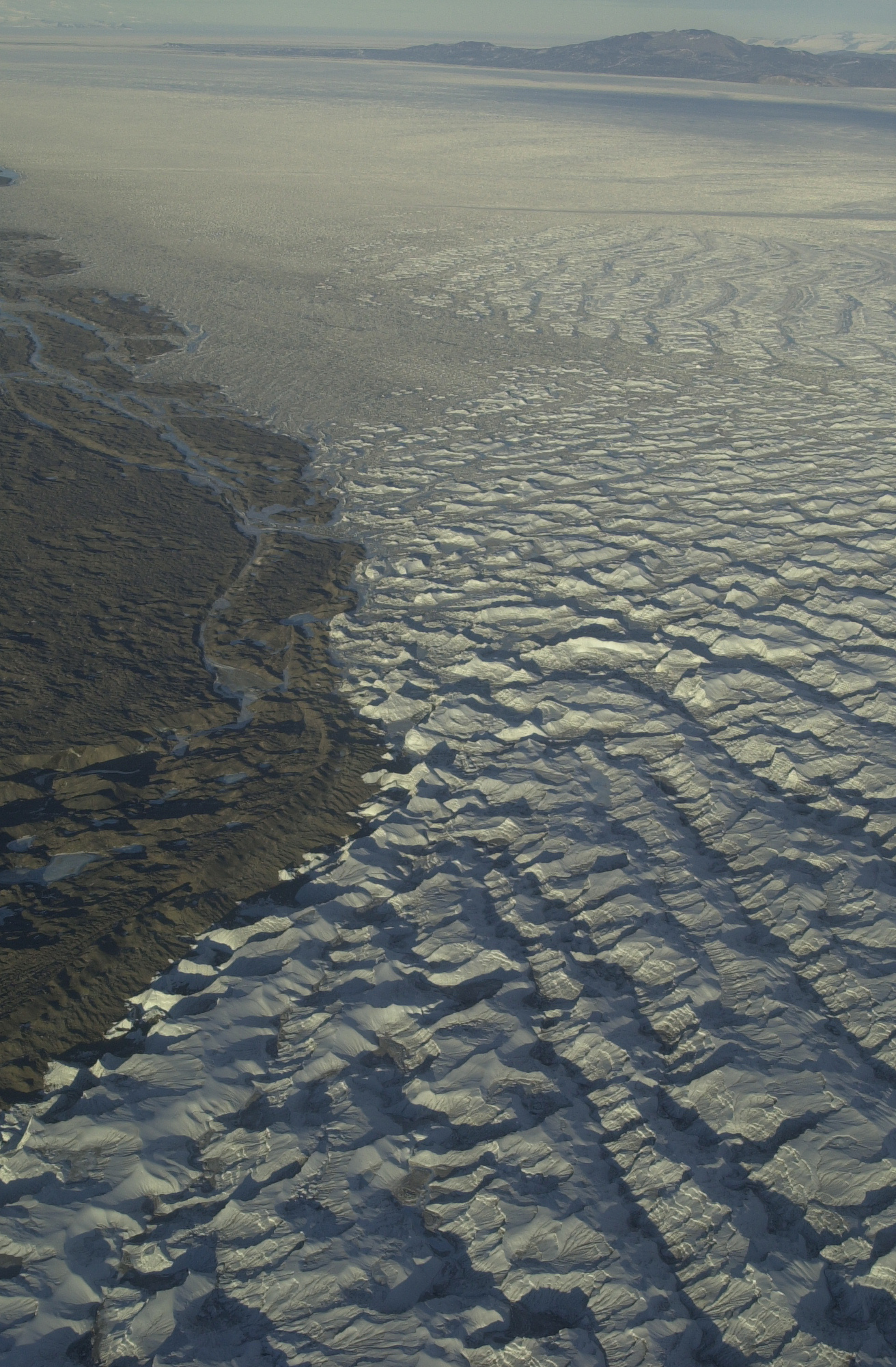 Aerial view of a glacier.