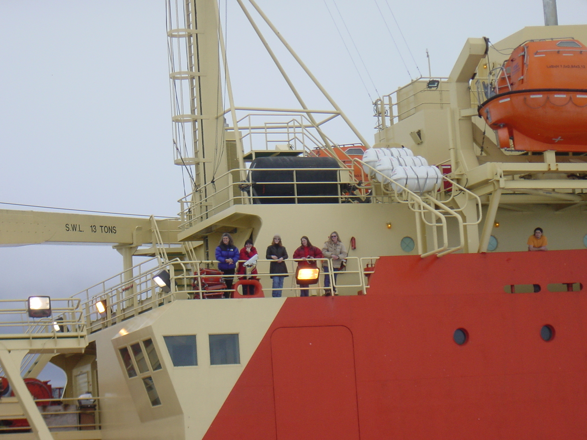 People standing on a ship.