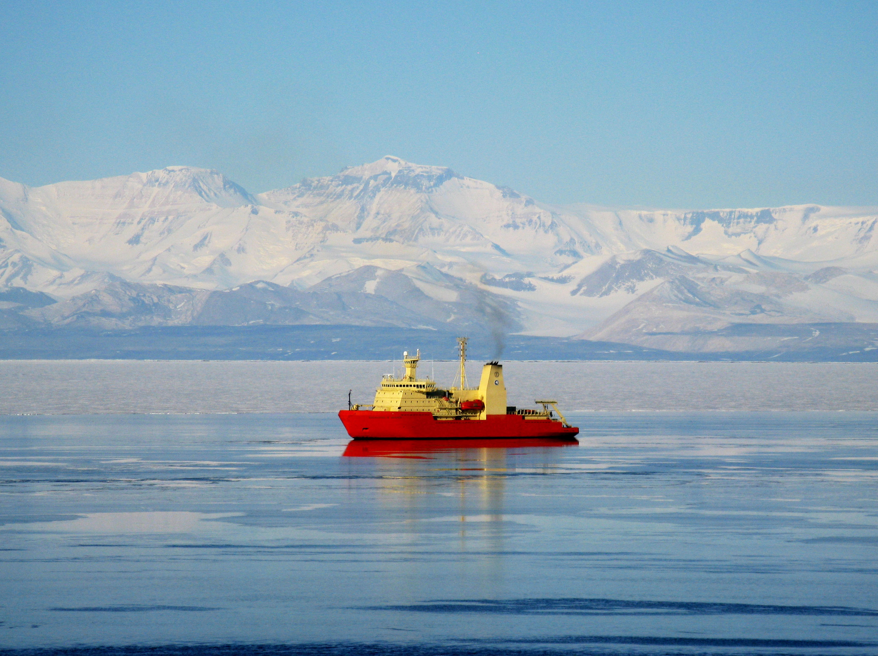 A ship in icy waters.