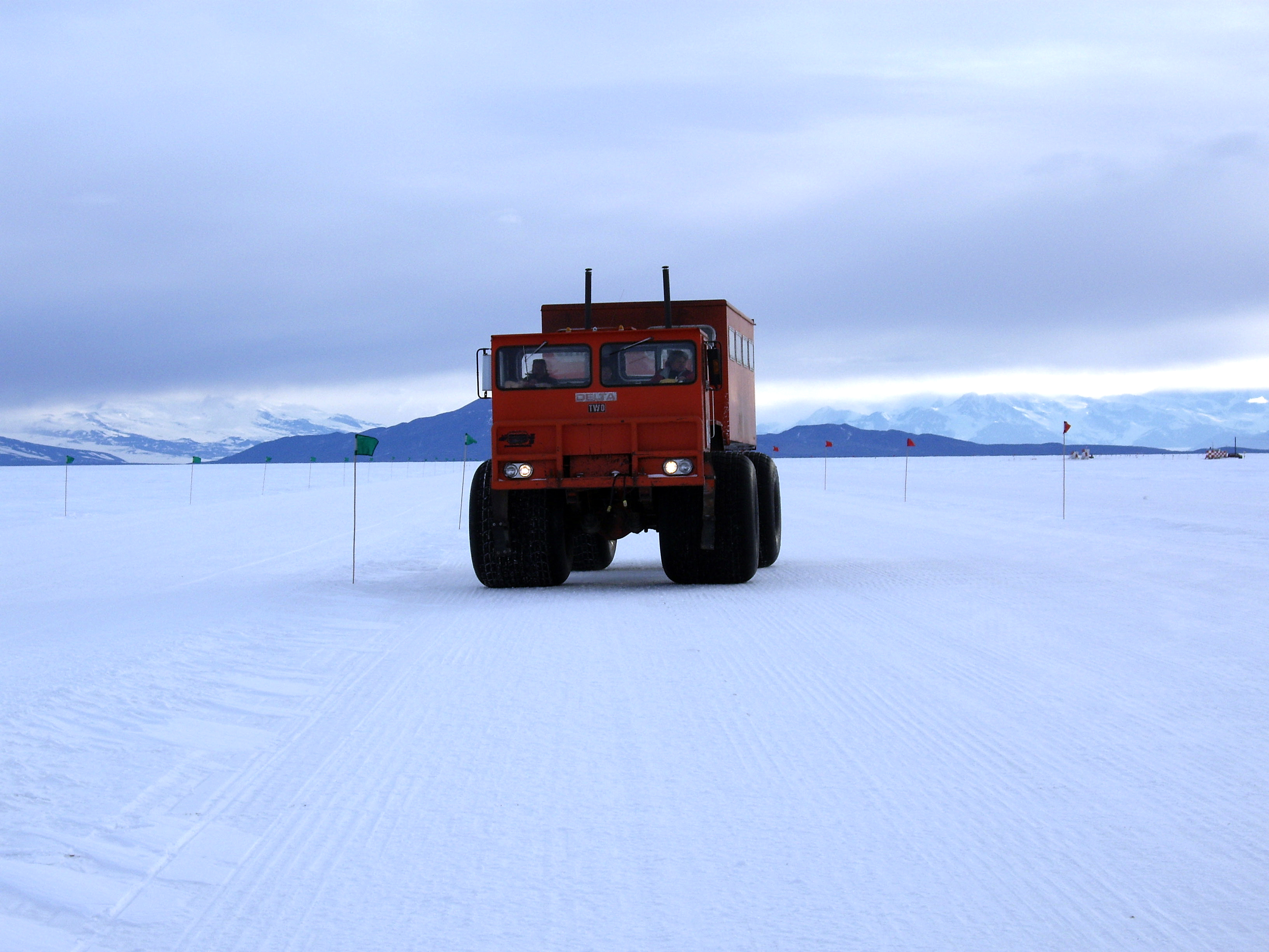Large truck on ice.
