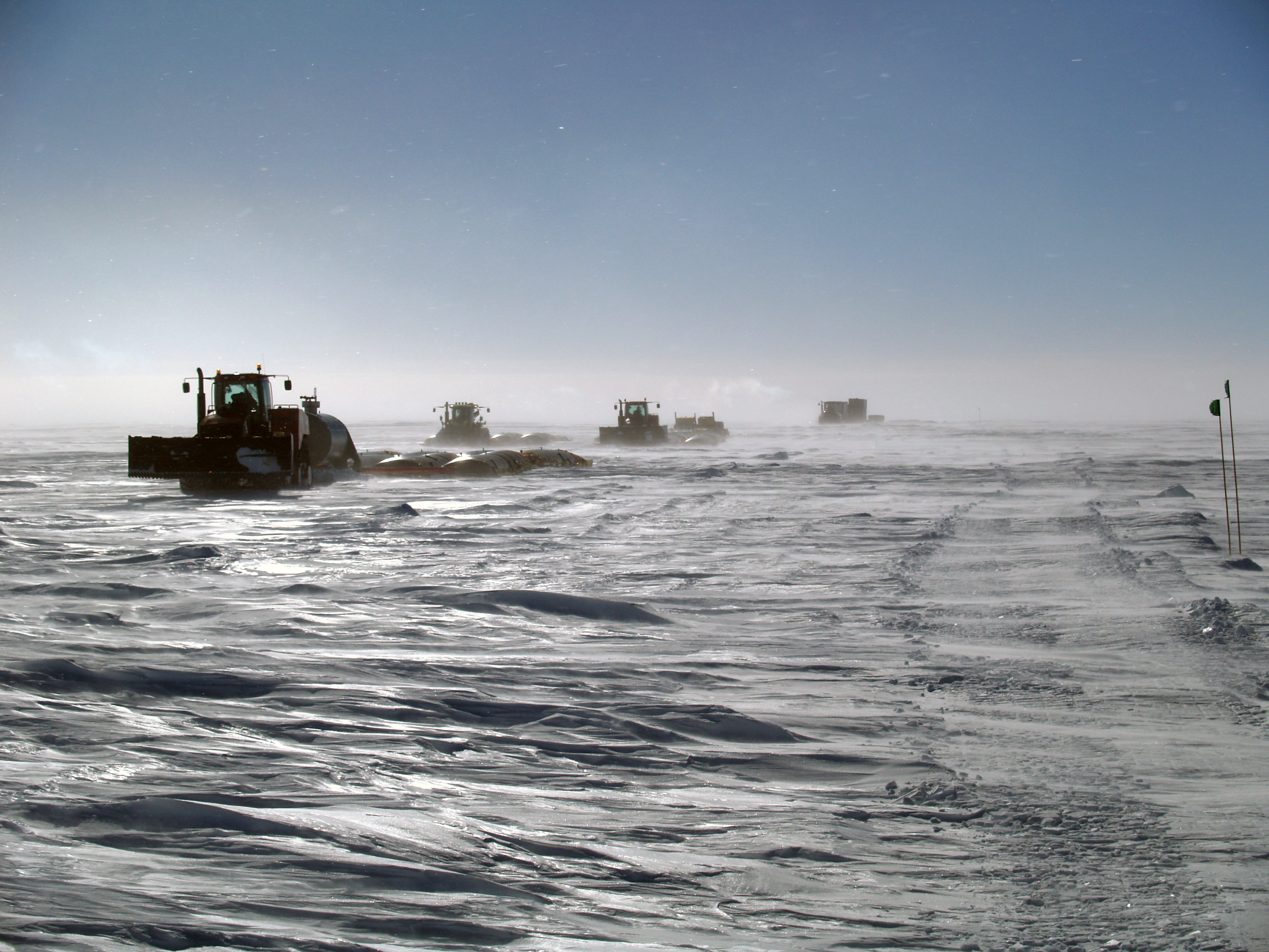 Tractors on snow.