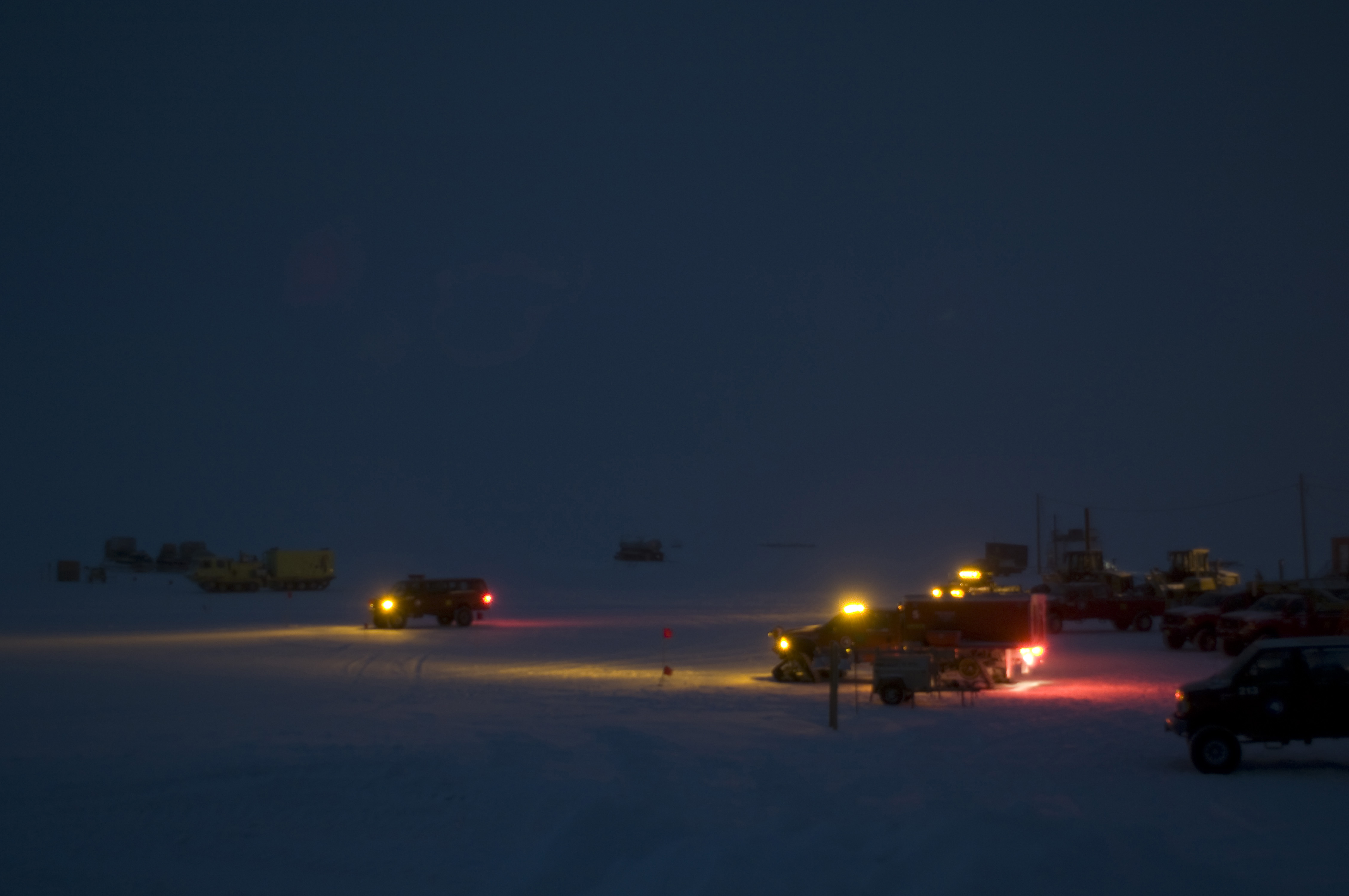 Vehicles in the dark.