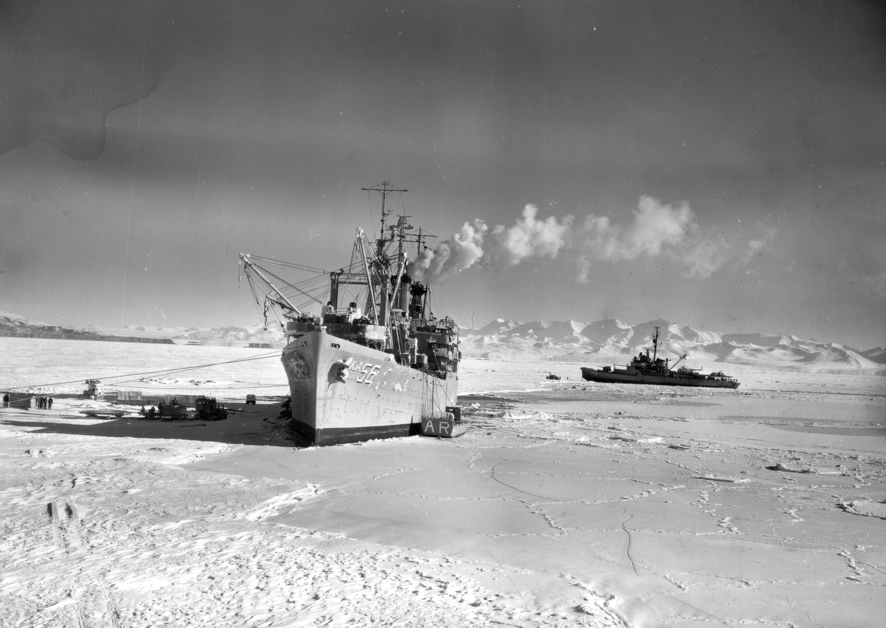 Two ships in ice.