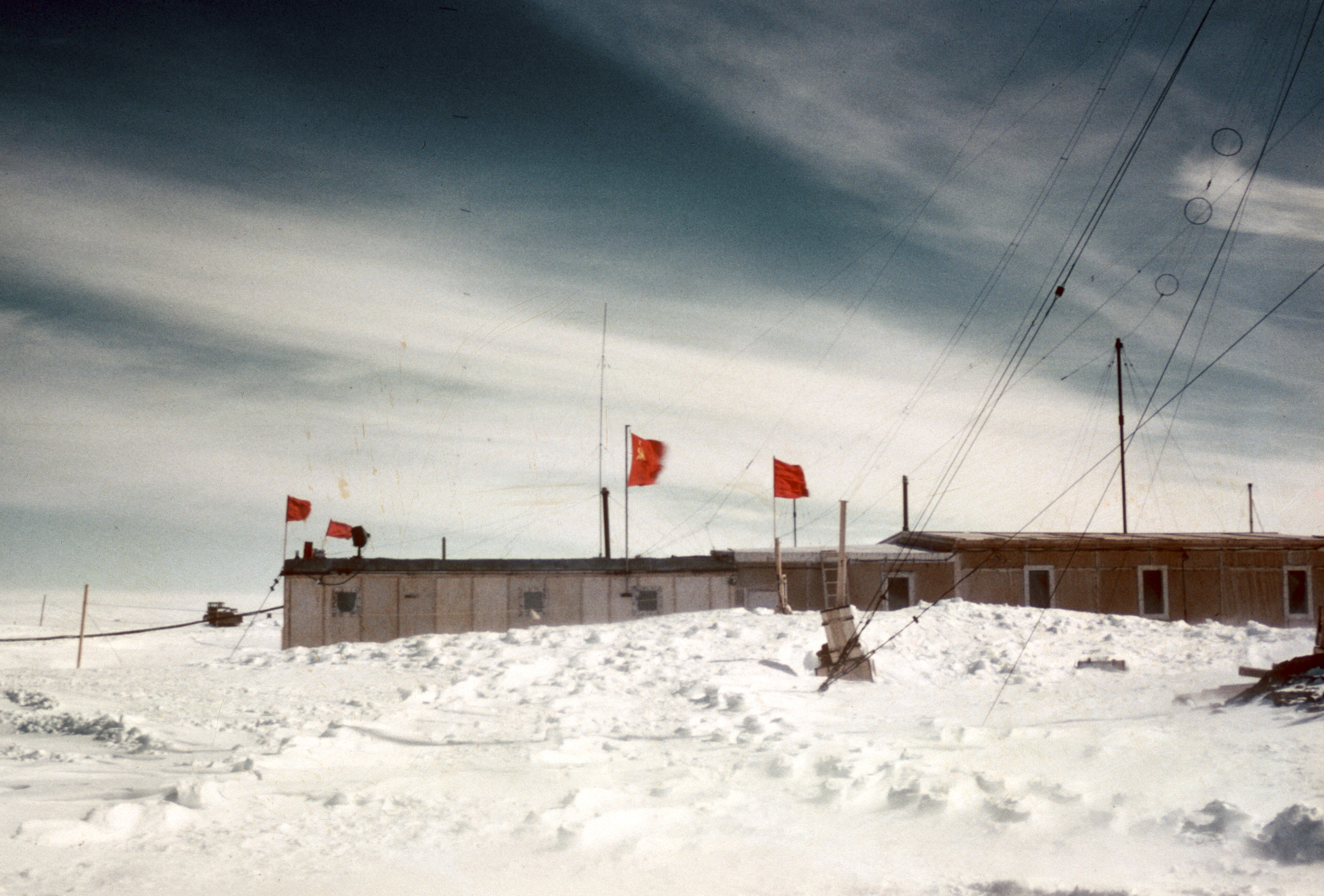 Buildings on snow.