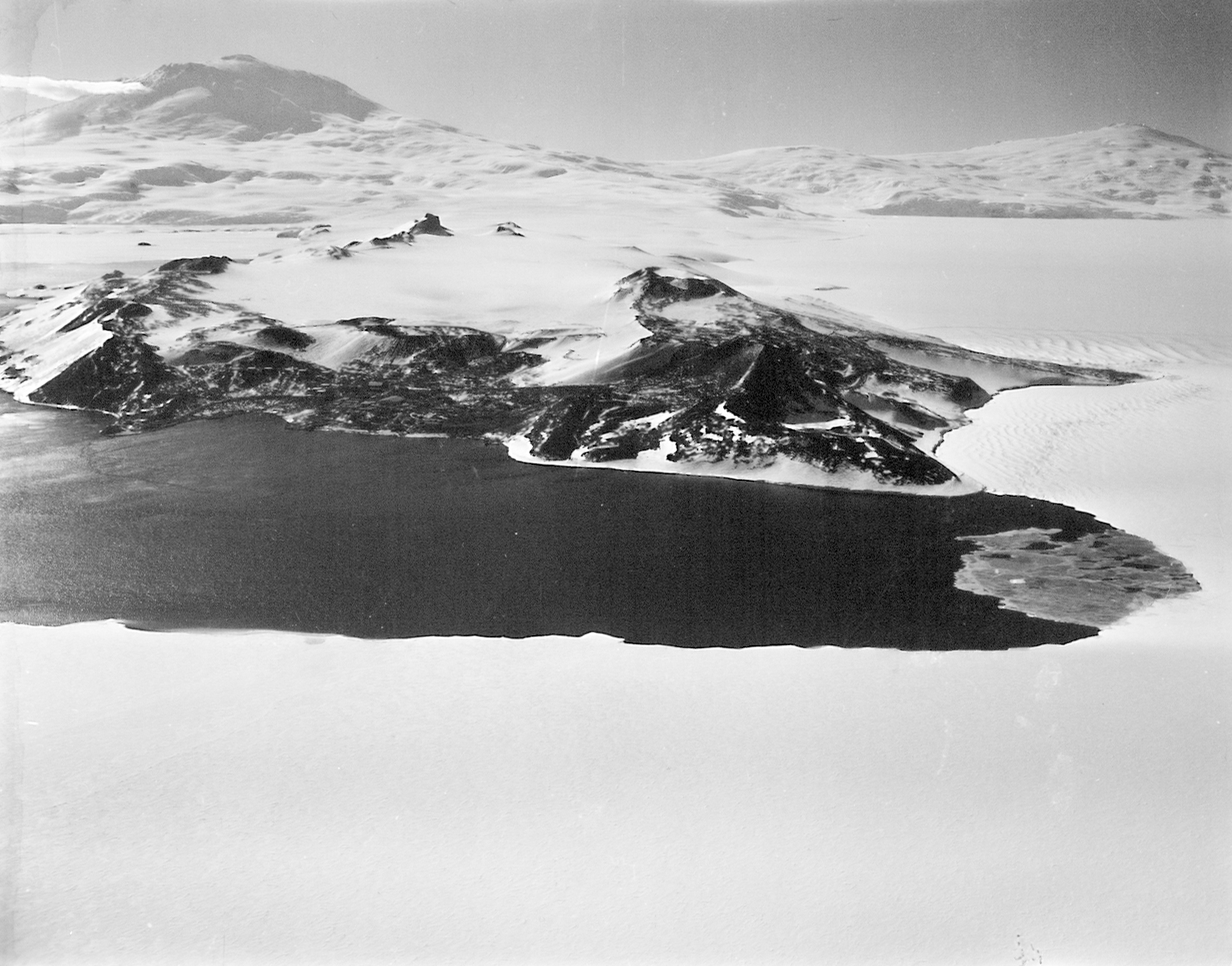 Aerial view of Hut Point Peninsula, Ross Island.