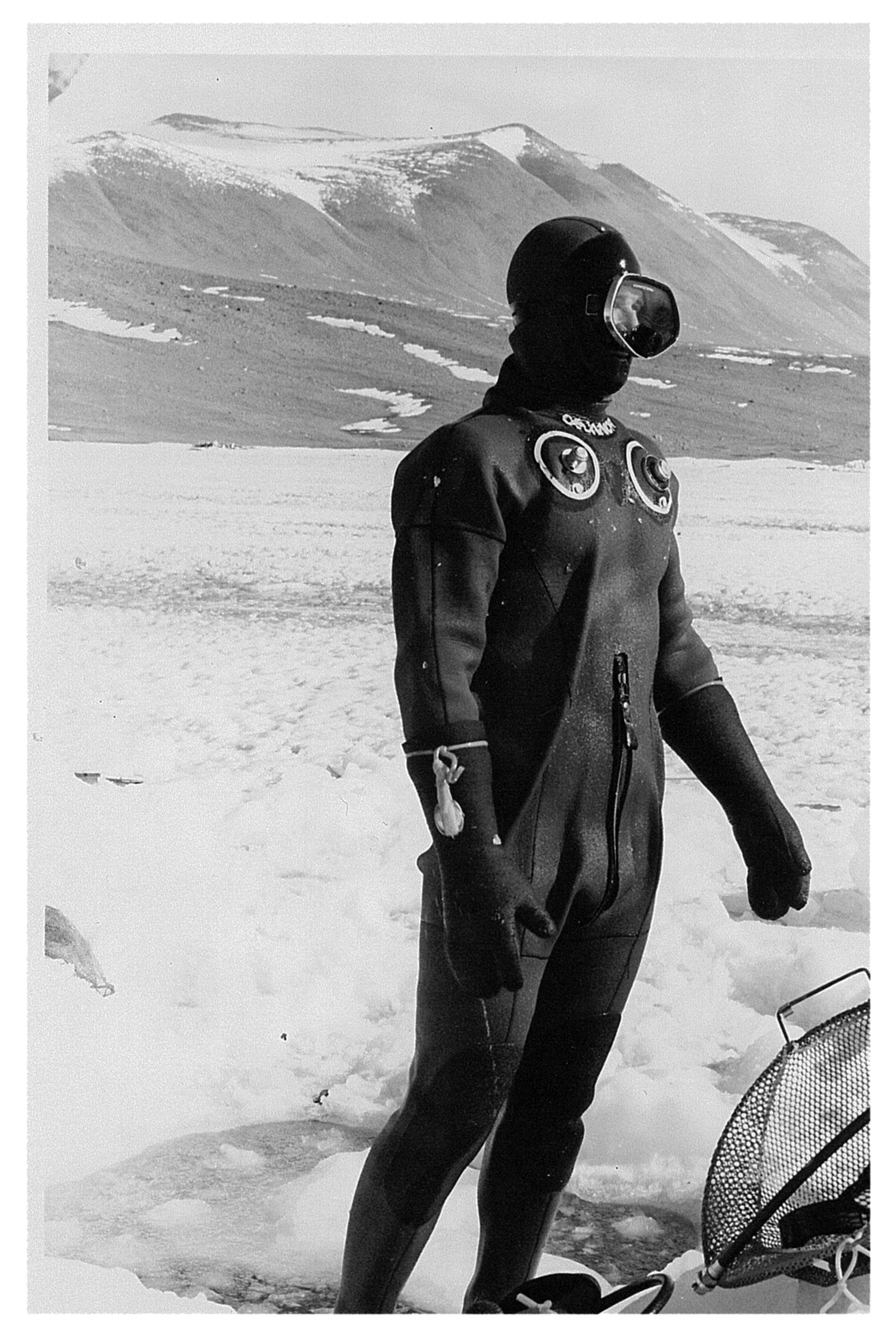 A diver in a dry suit.