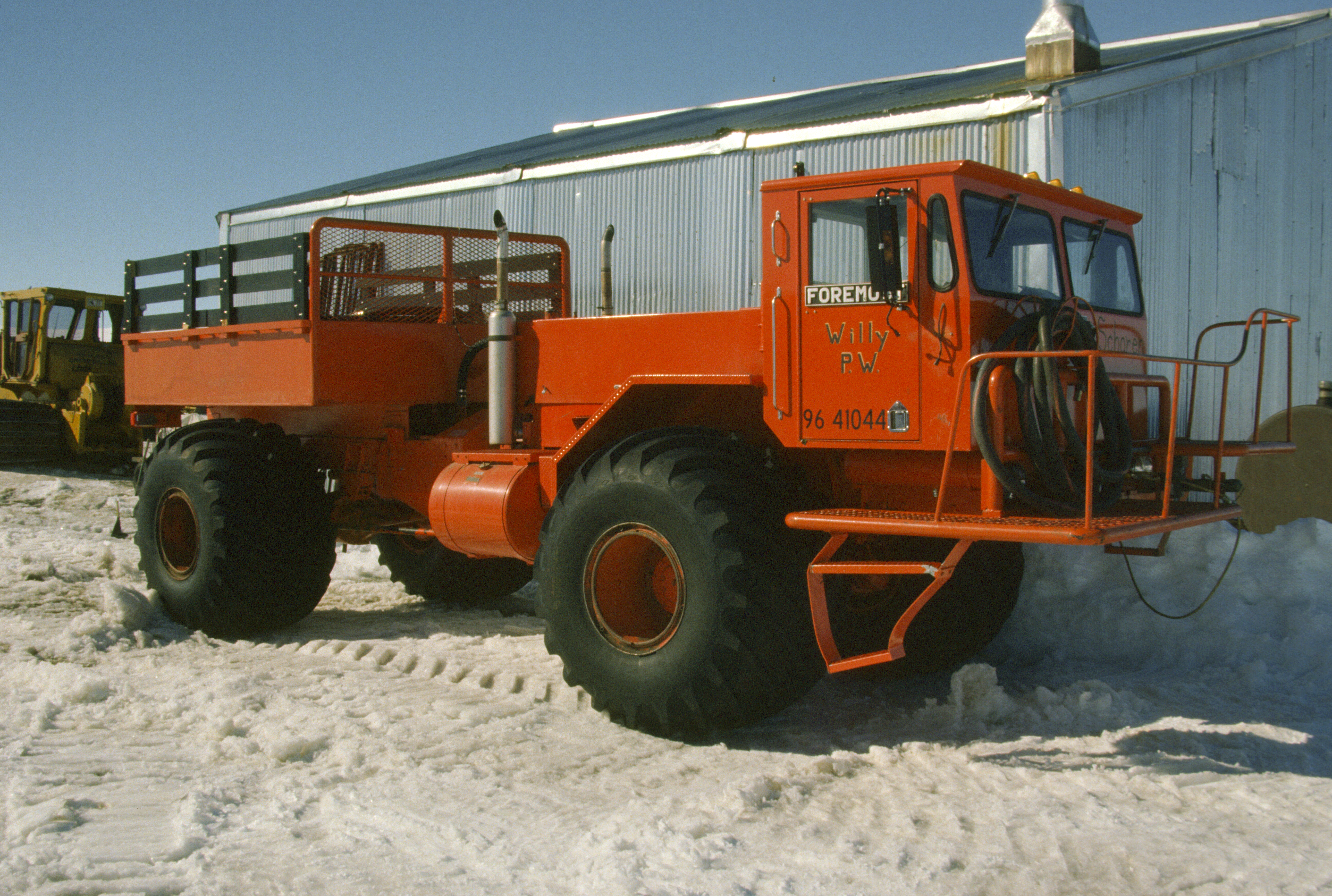 A large orange truck.