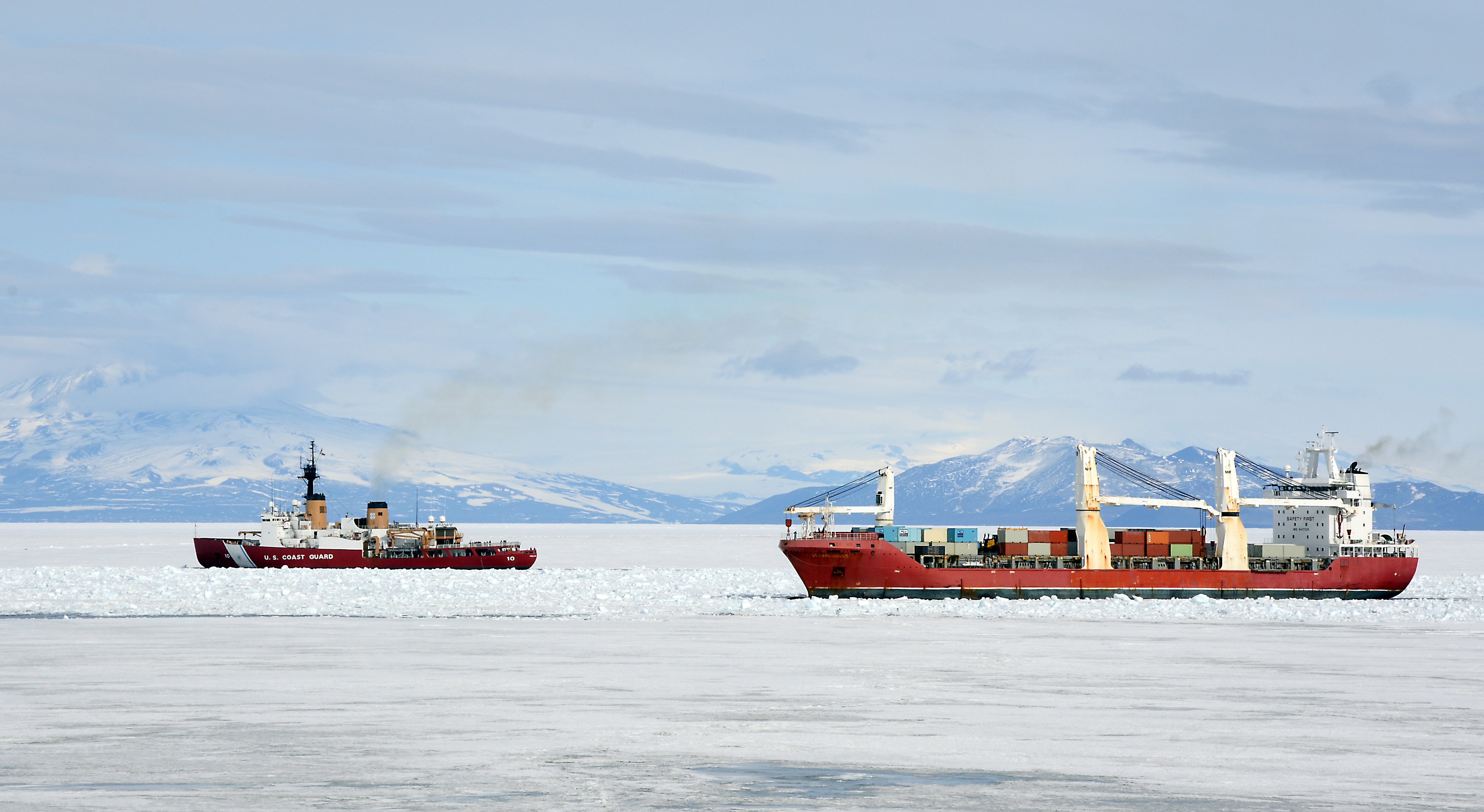 Two ships in ice.