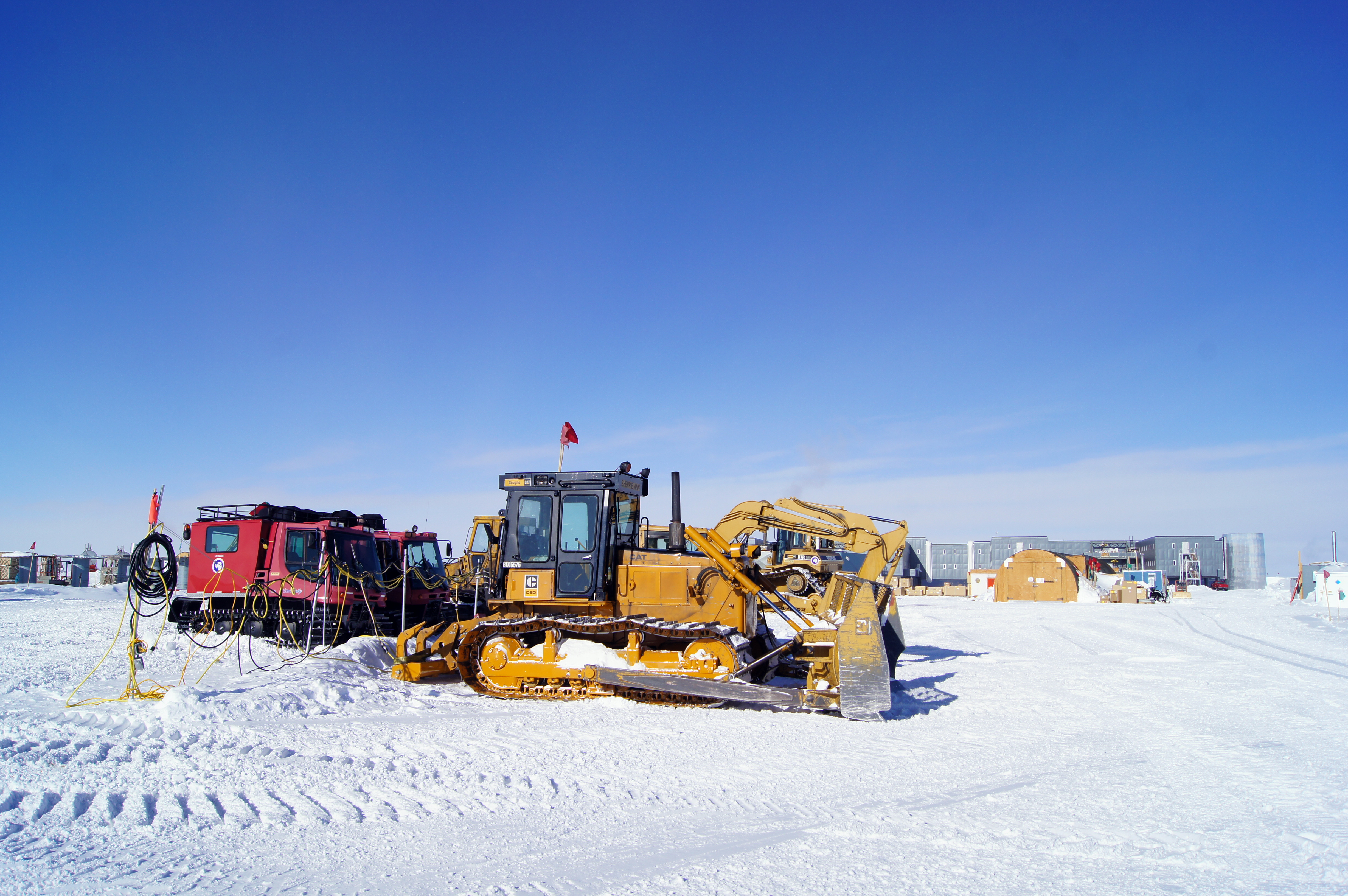 Large tractor equipment parked.