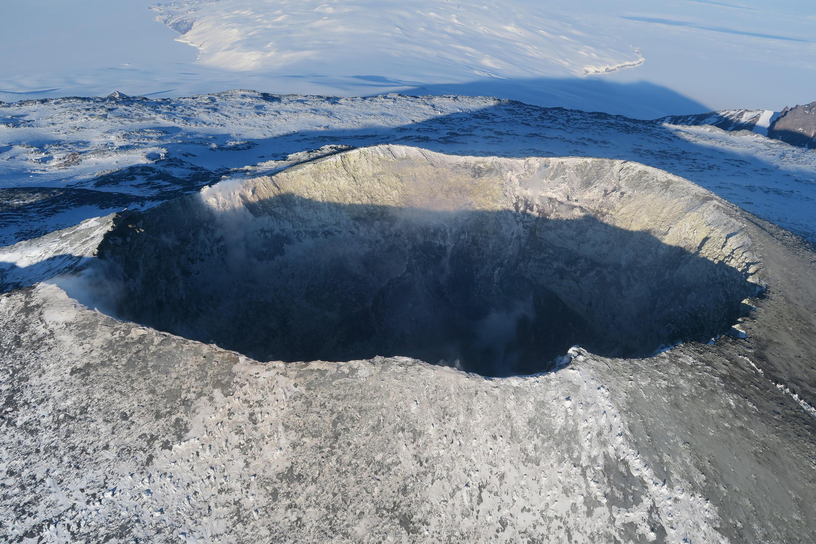 A large volcanic crater. 