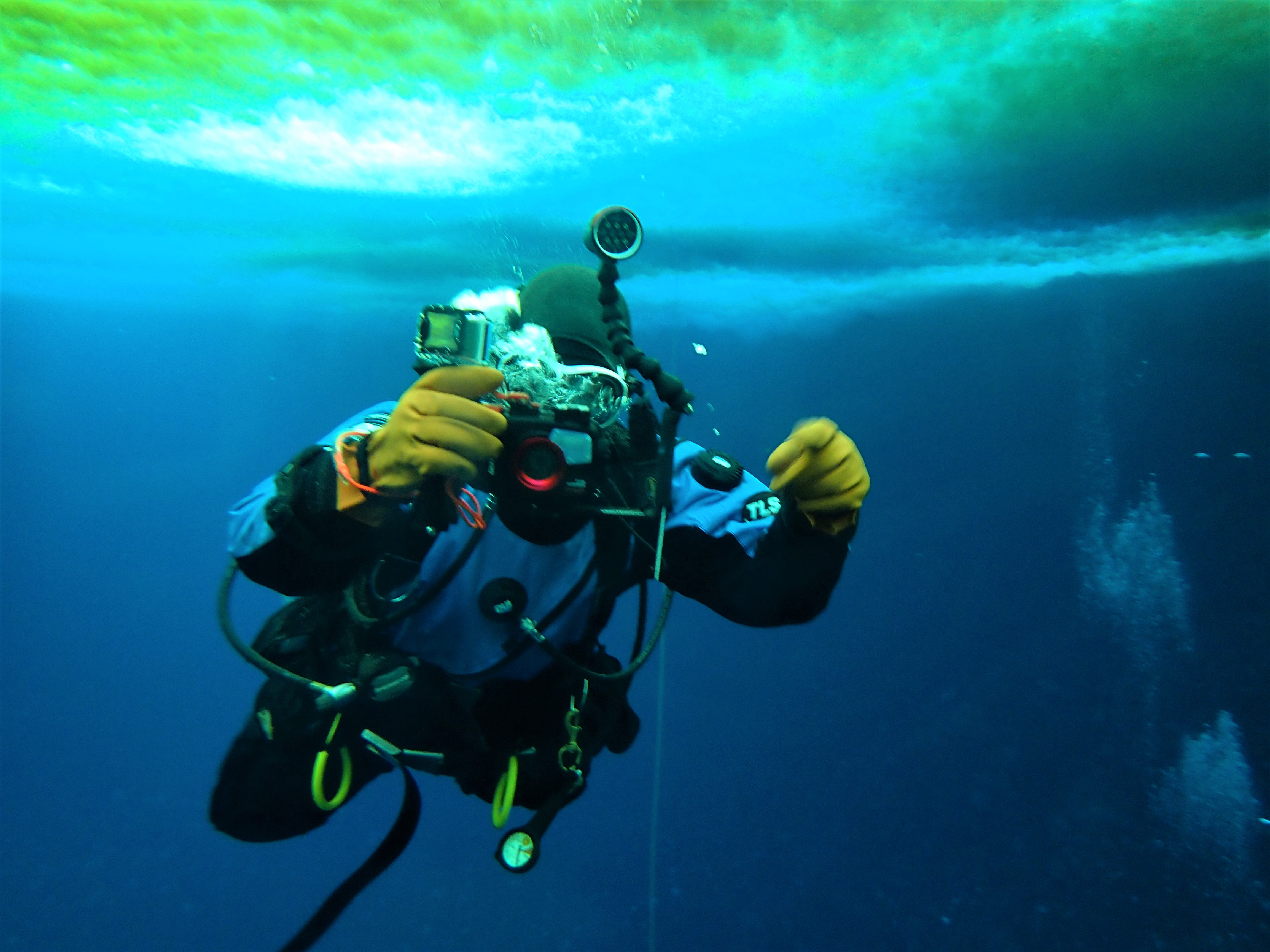 A diver with a camera.