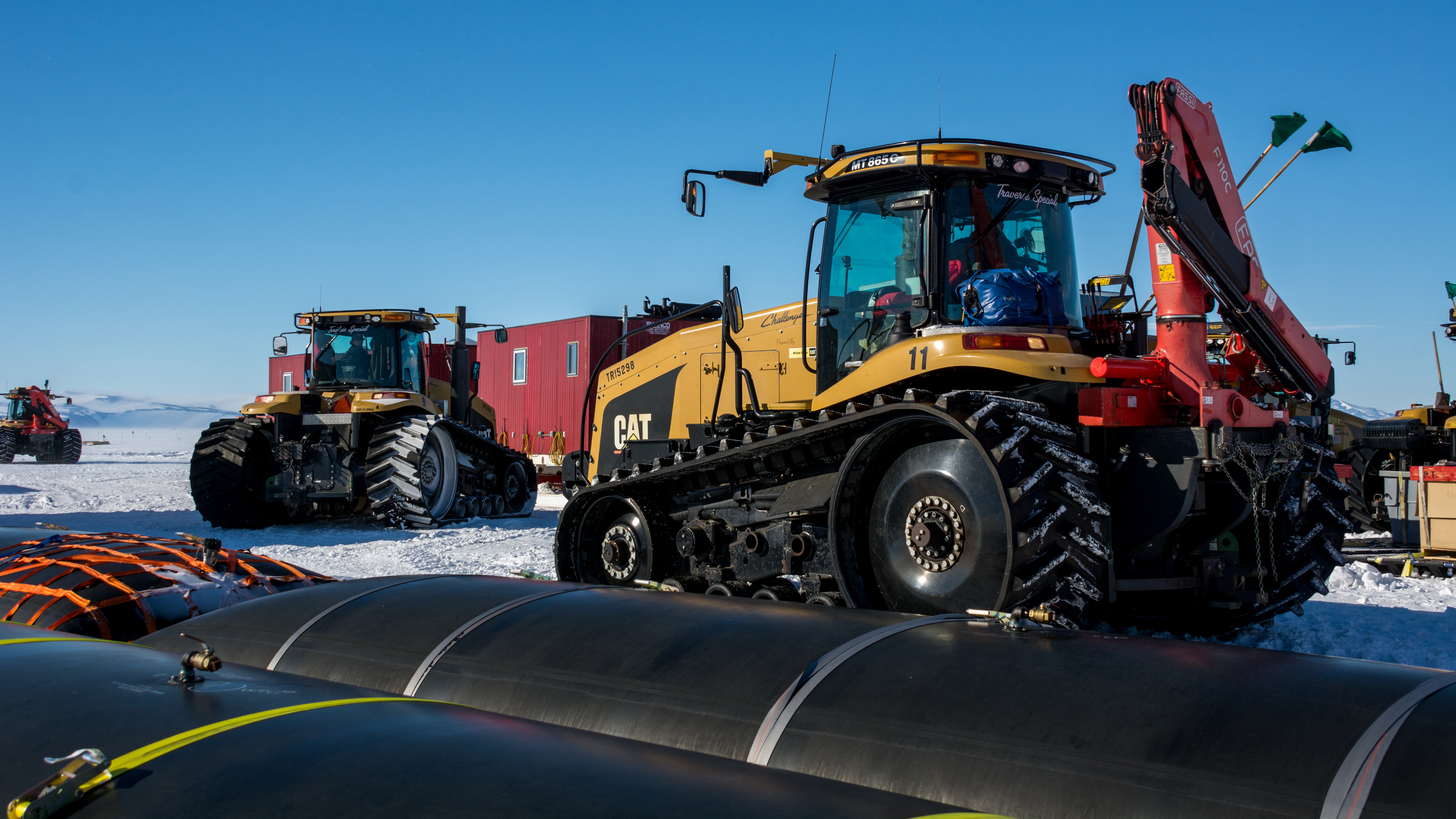 Large tractors and equipment.