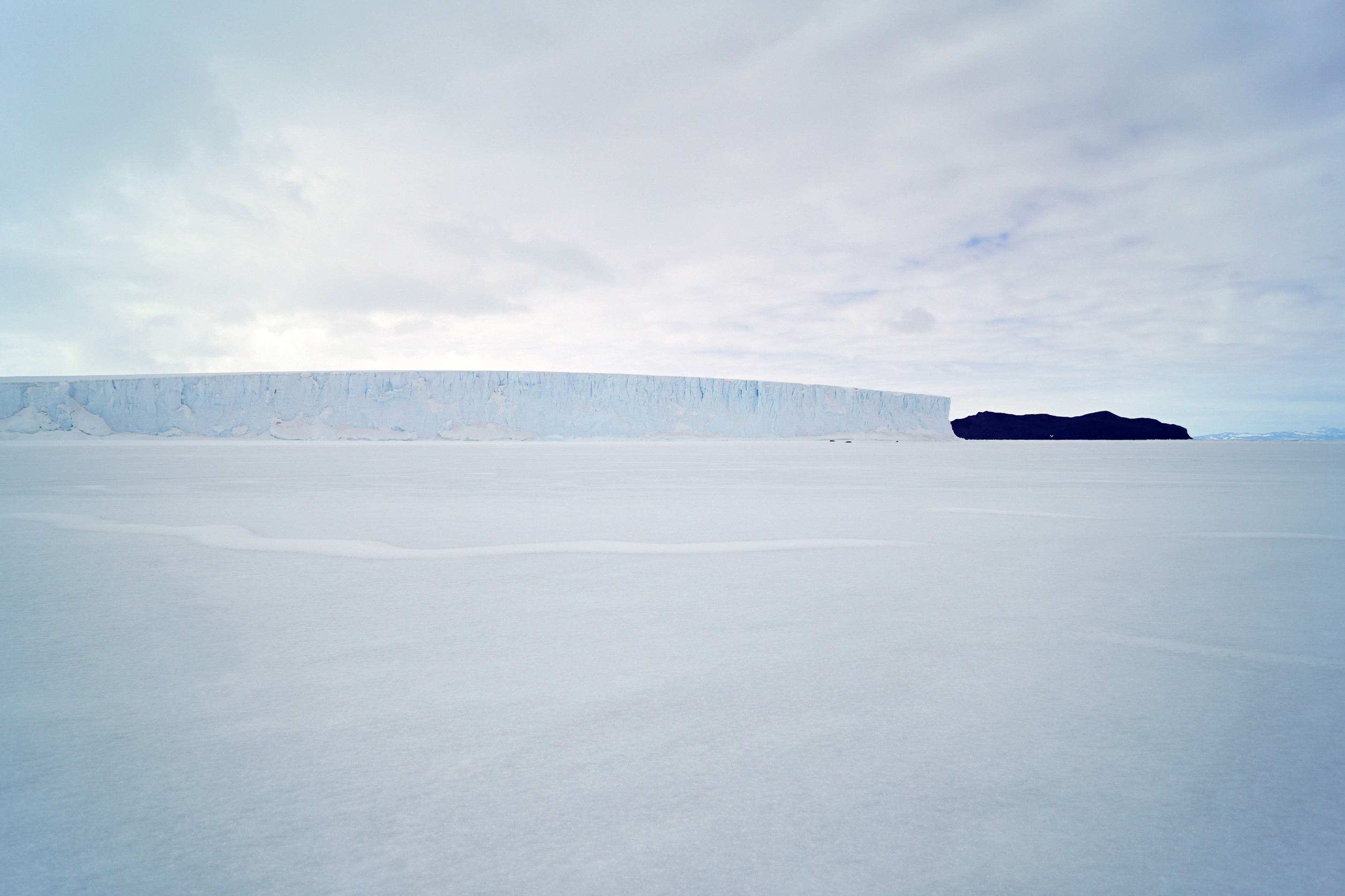 A glacier in the distance.