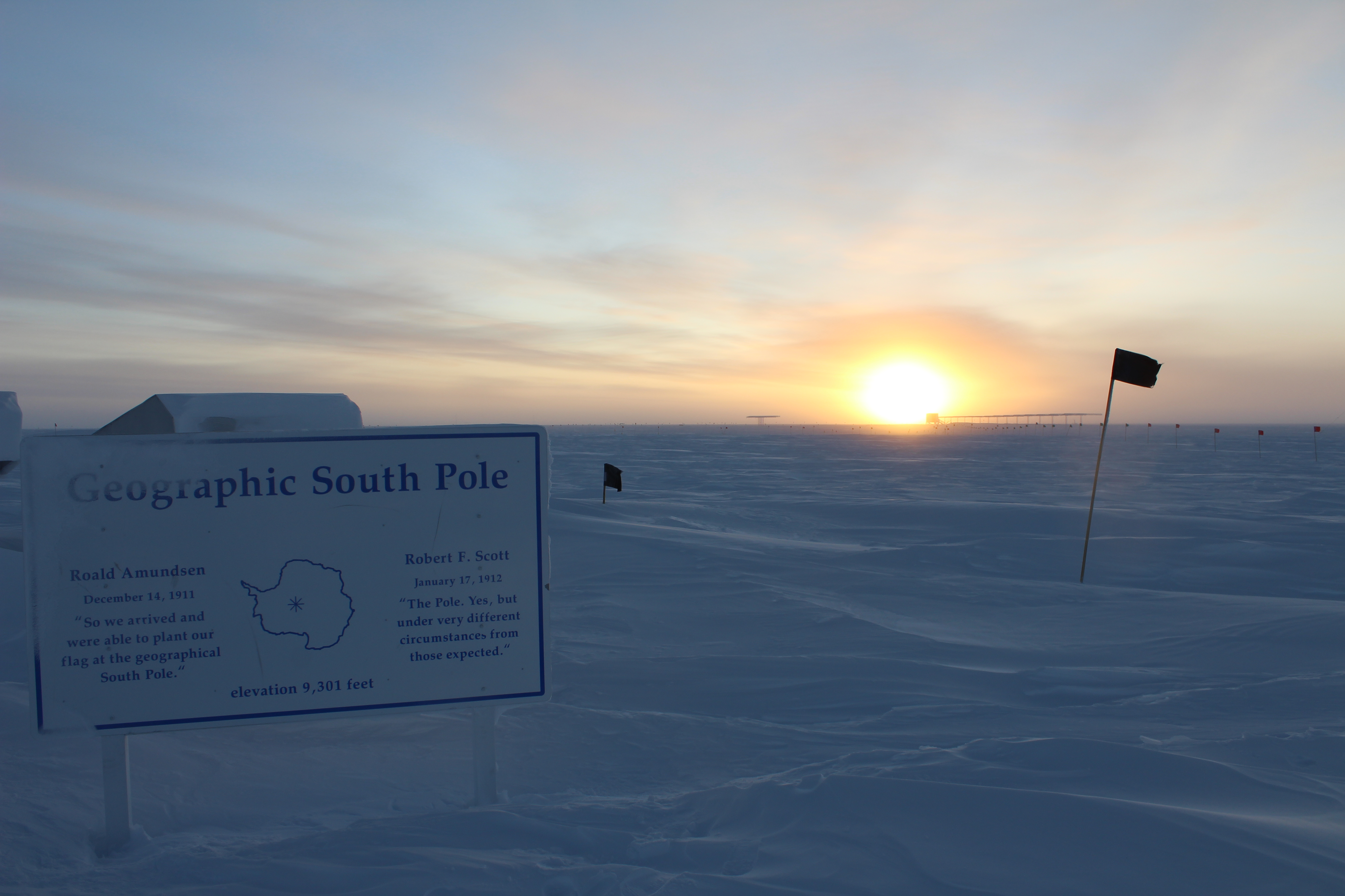 The sunrise over a frozen landscape.