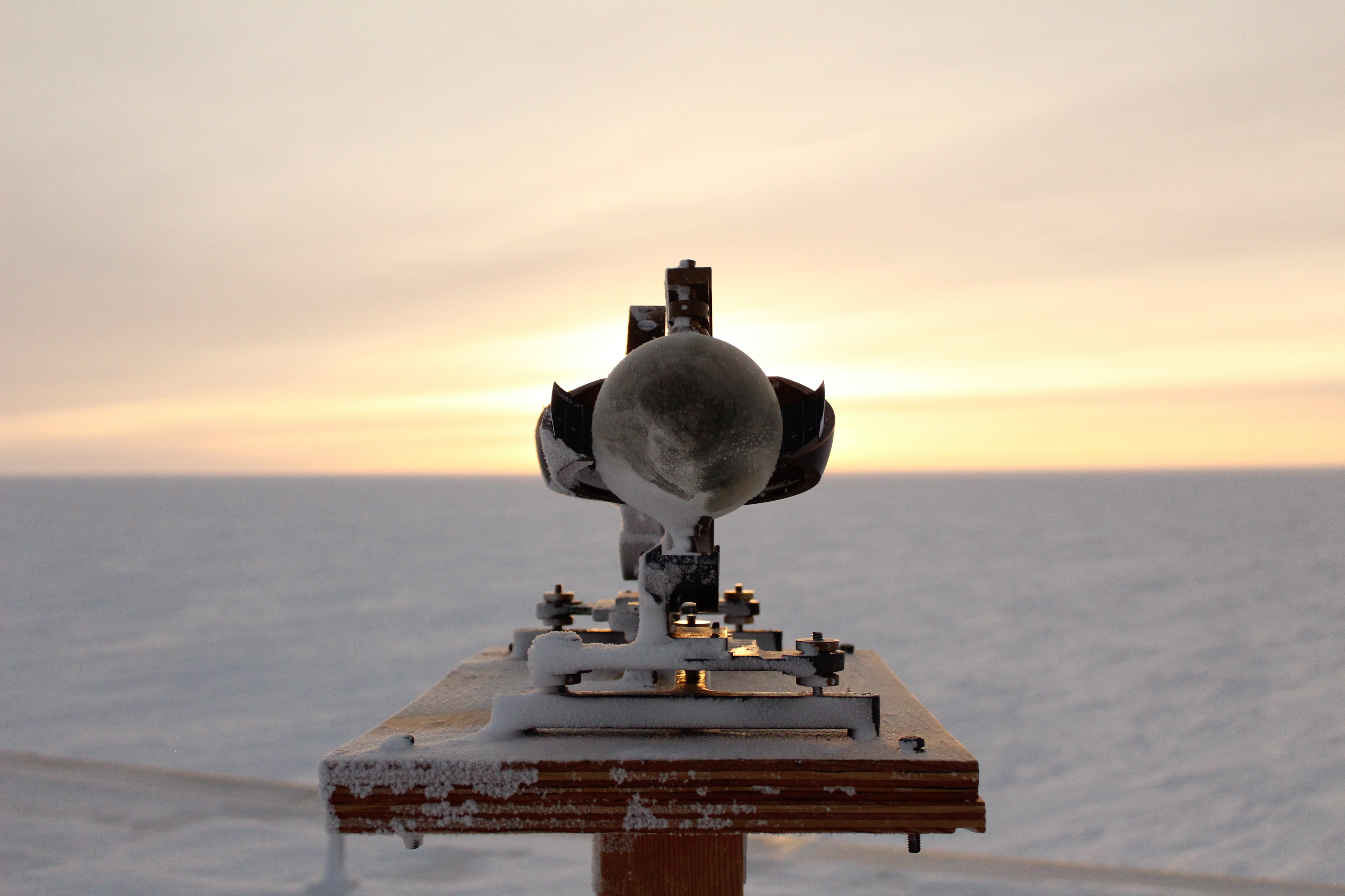 Scientific equipment in front of the sunrise.