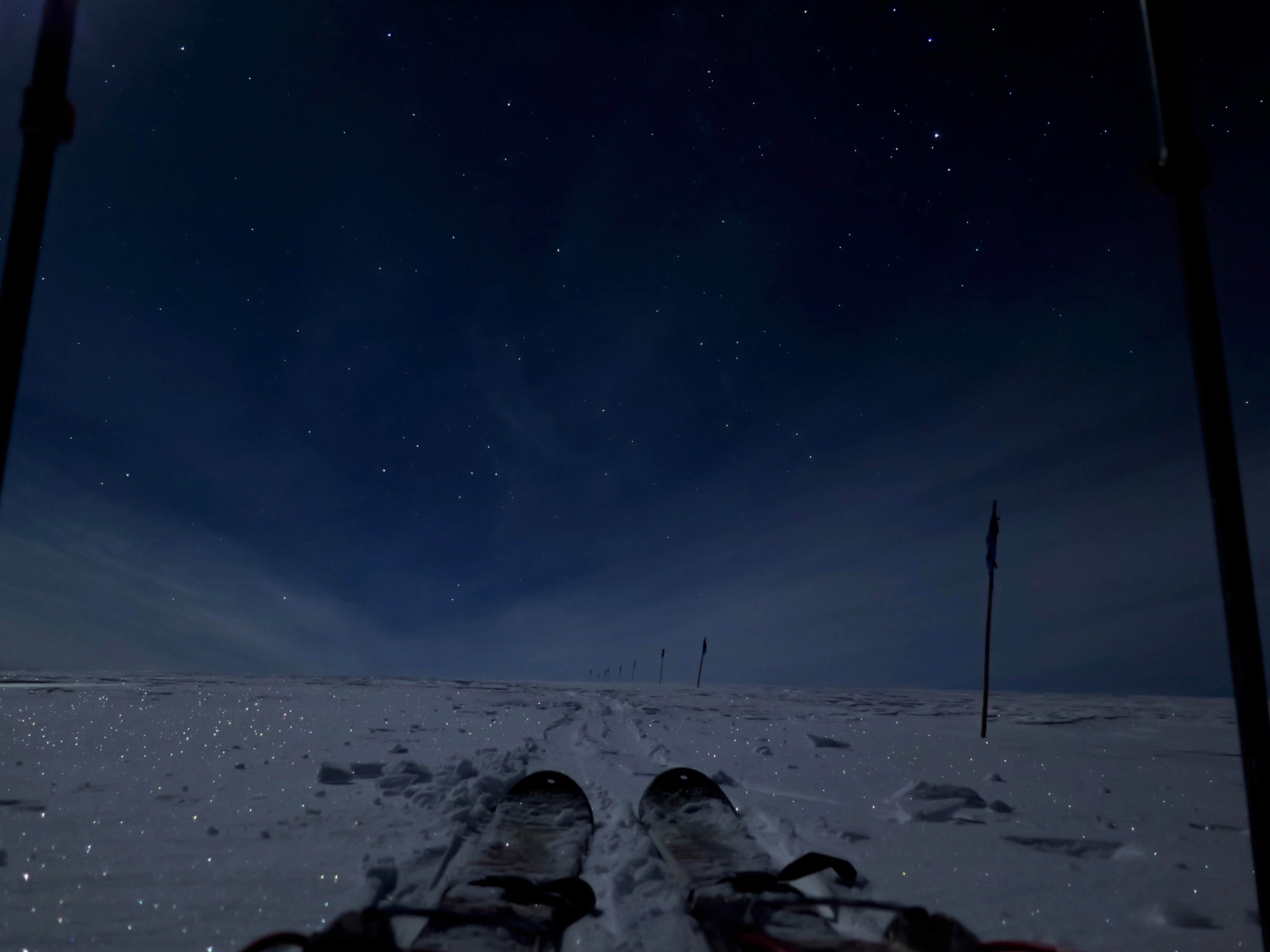 Night snow skiing.