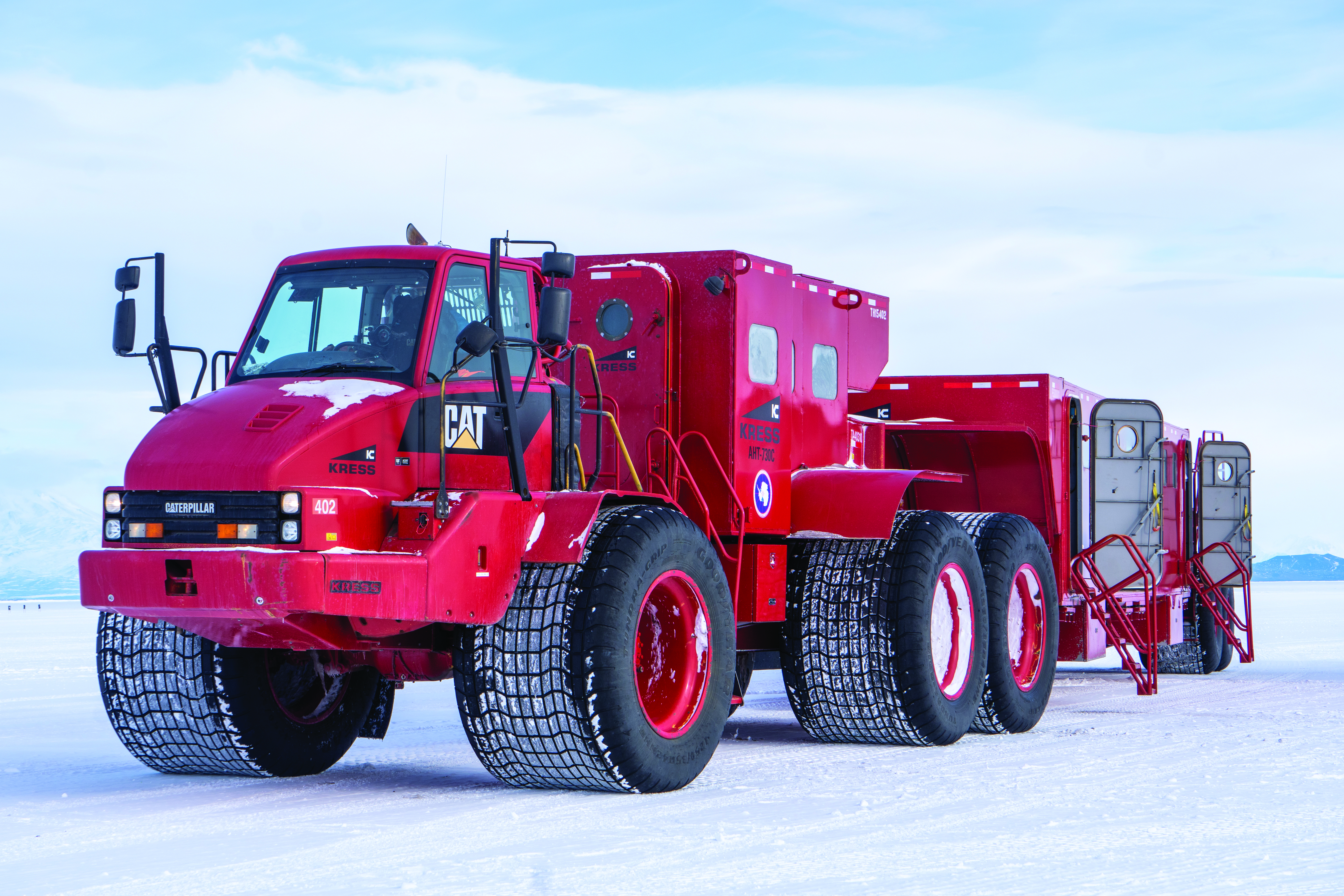 A large red truck.
