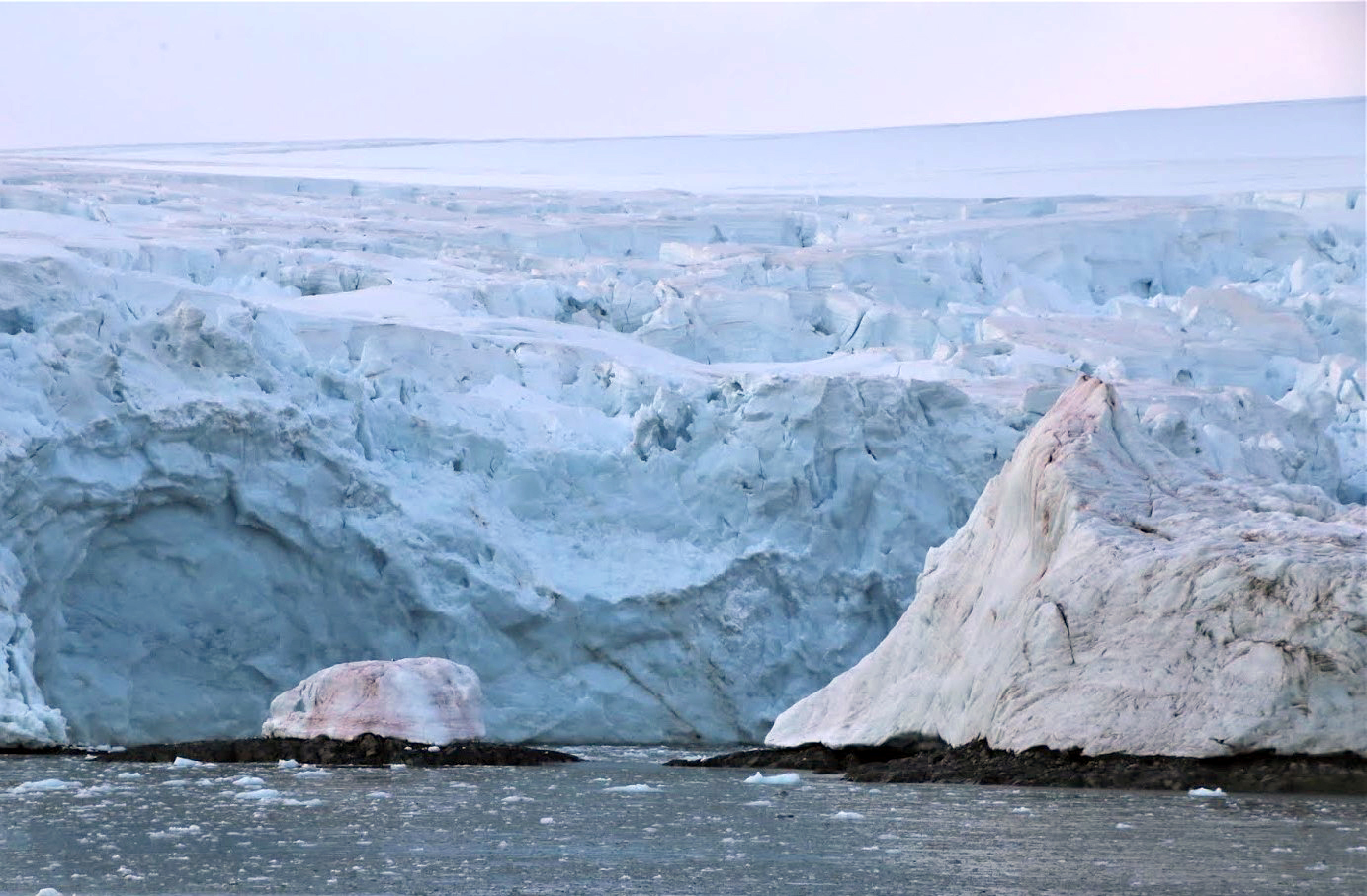 Glacial ice in the ocean.