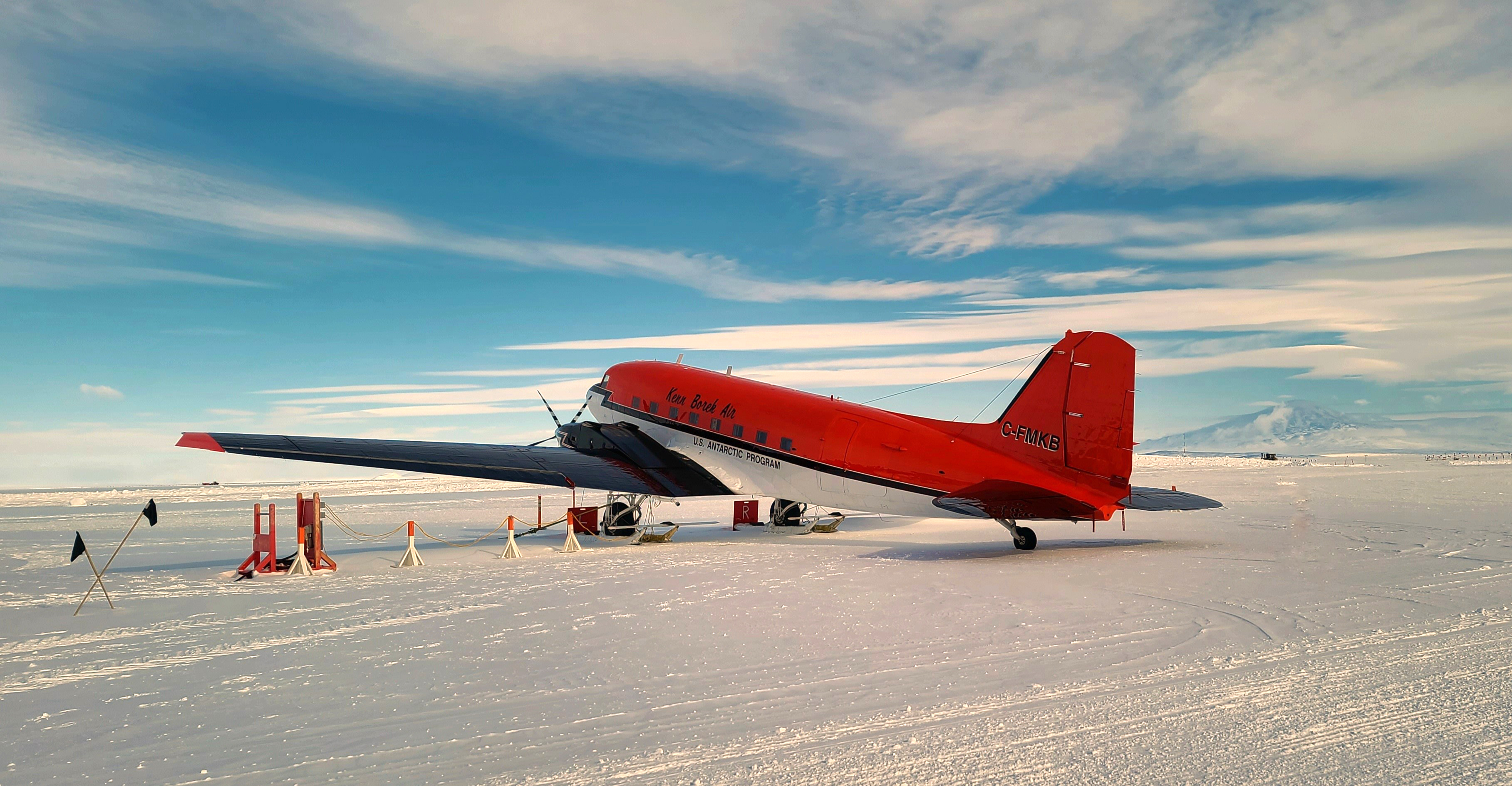 A red and white airplane.