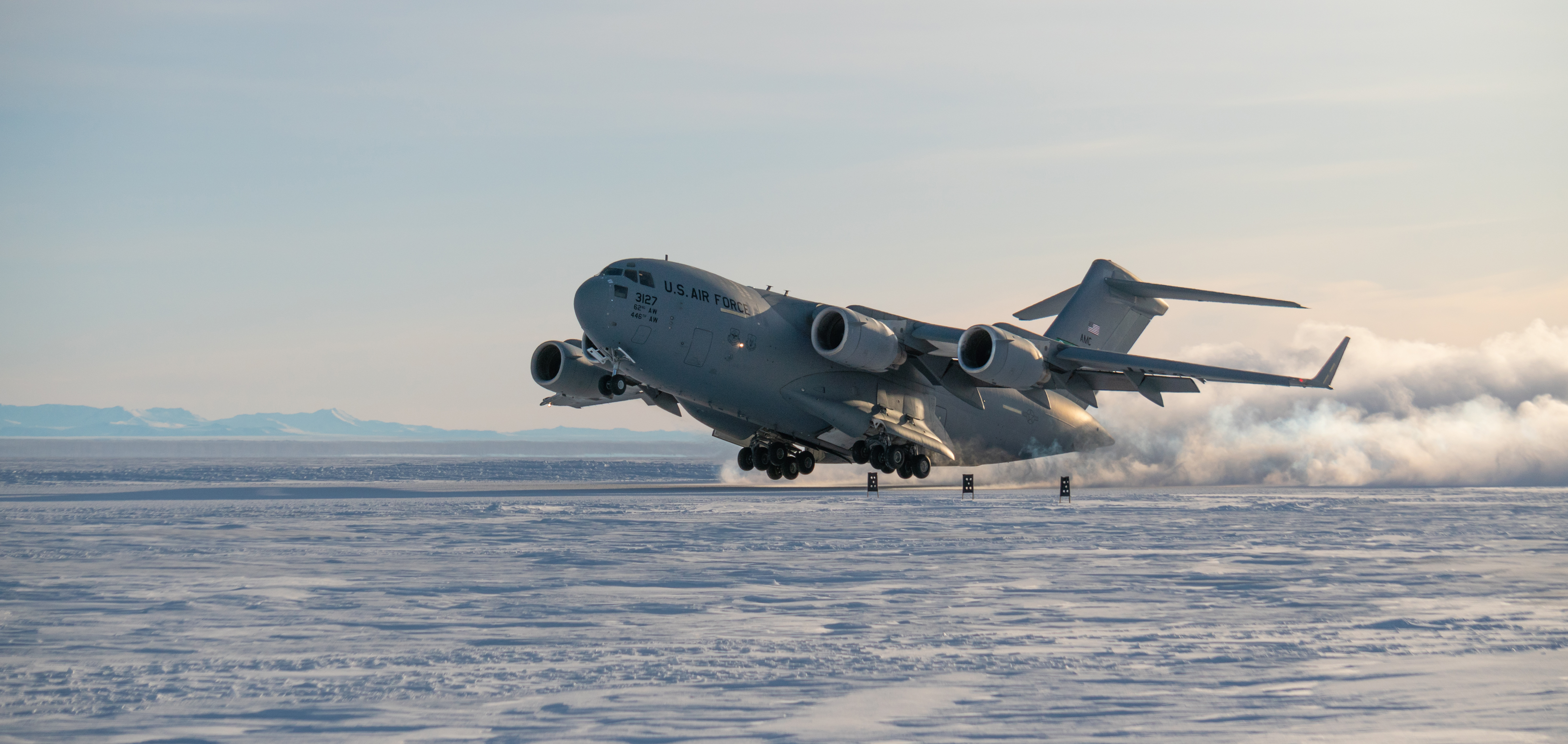 A large jet taking off.