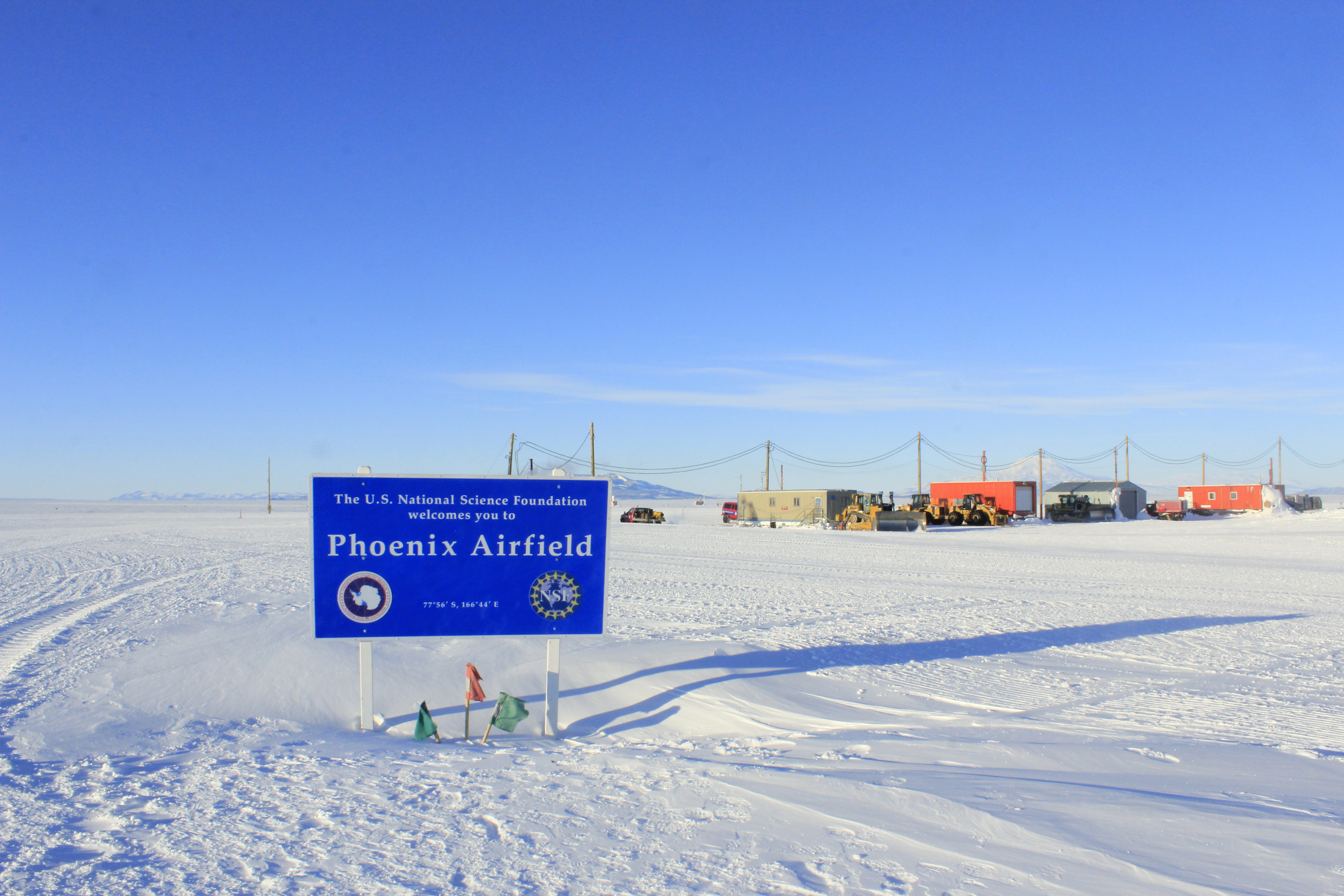 A large blue sign.