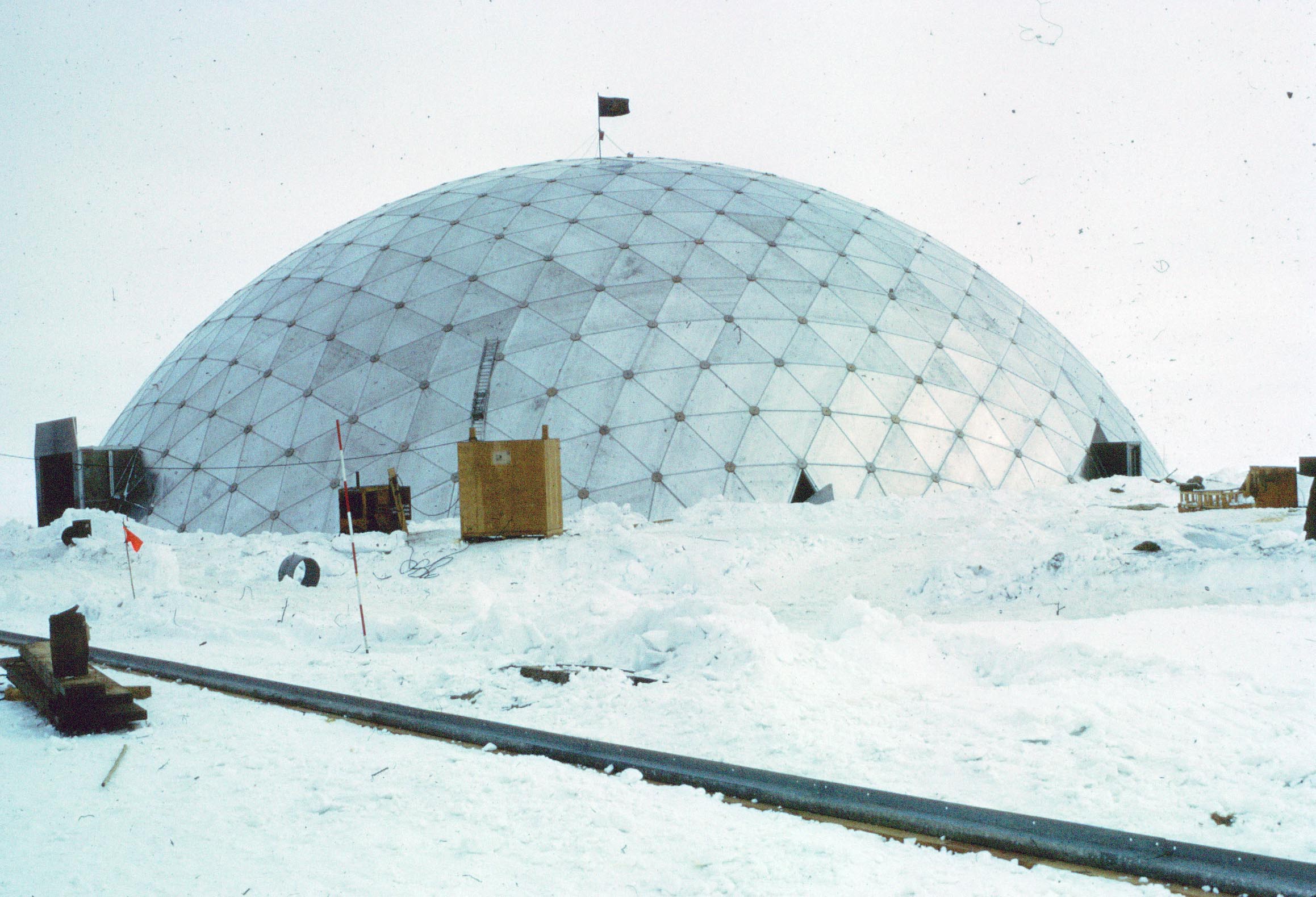 Silver dome on snow.