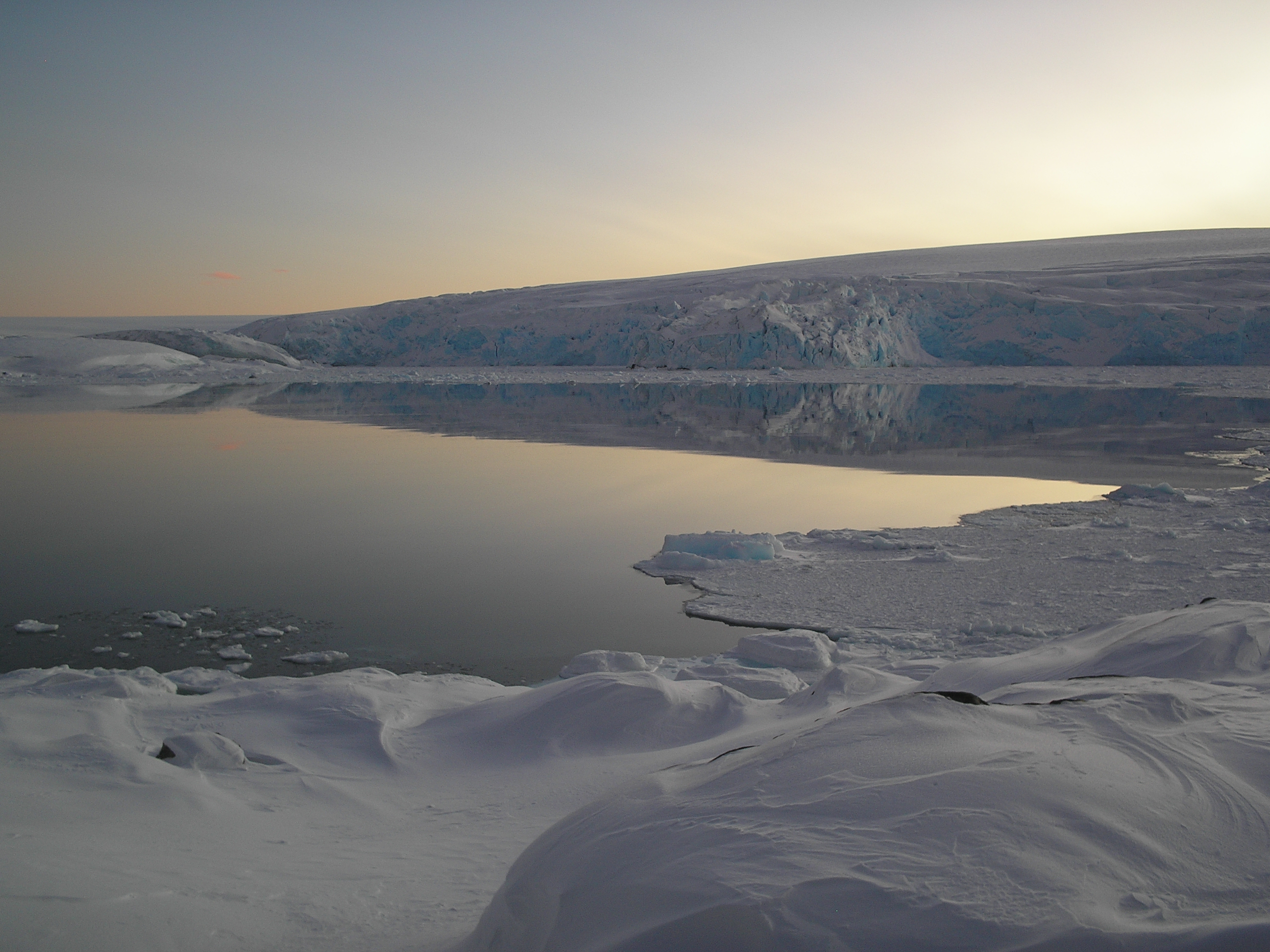 A snowy coastline.