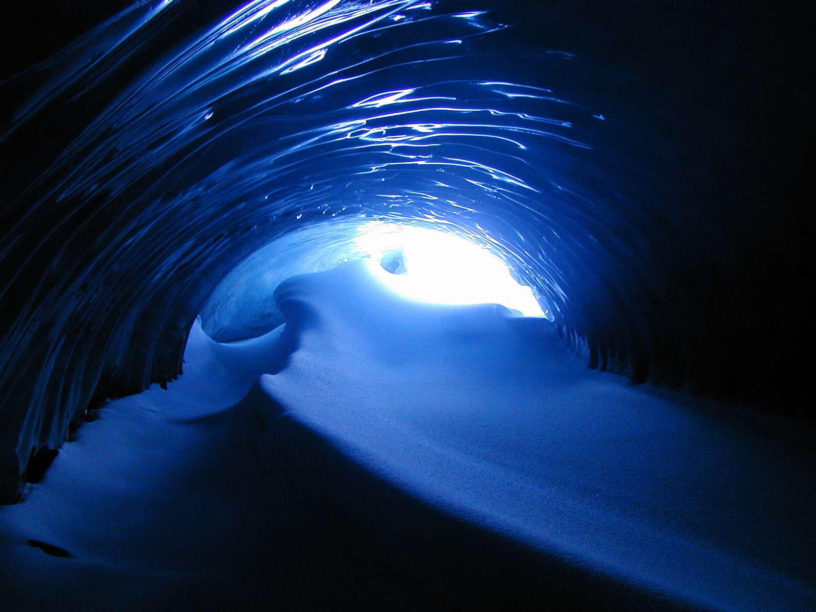 A blue ice cave.