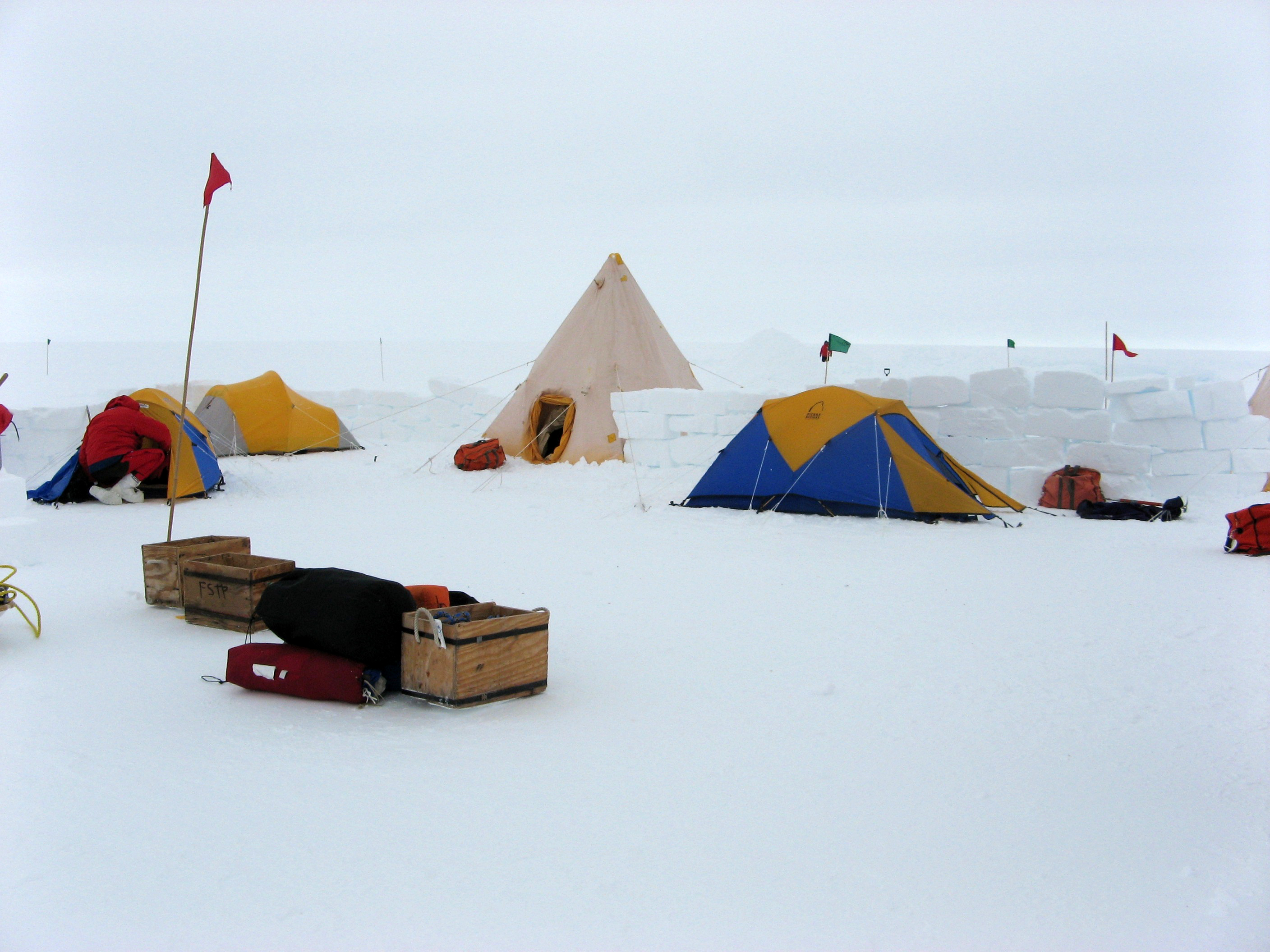 Tents in snow.