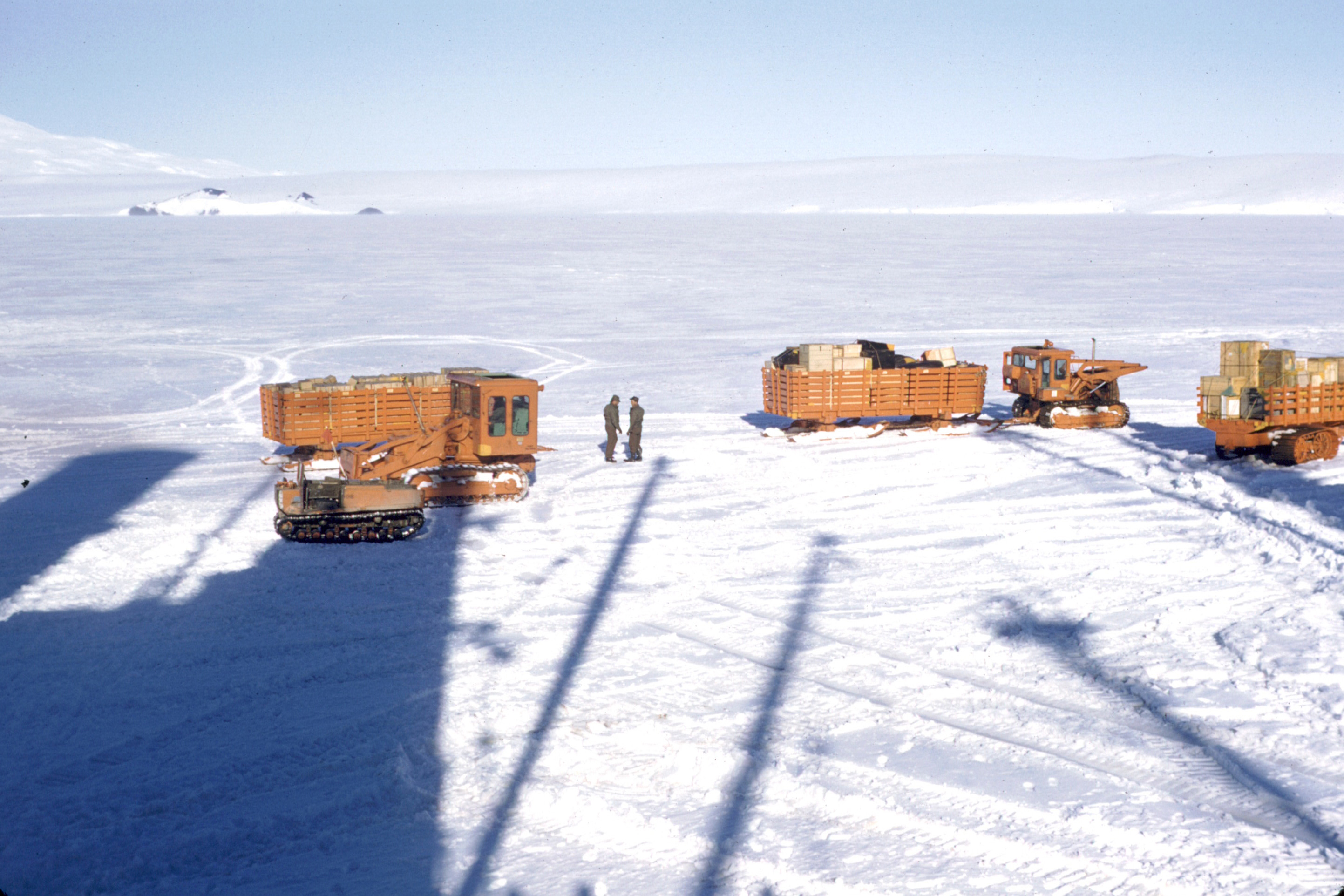 Cargo sleds on snow.