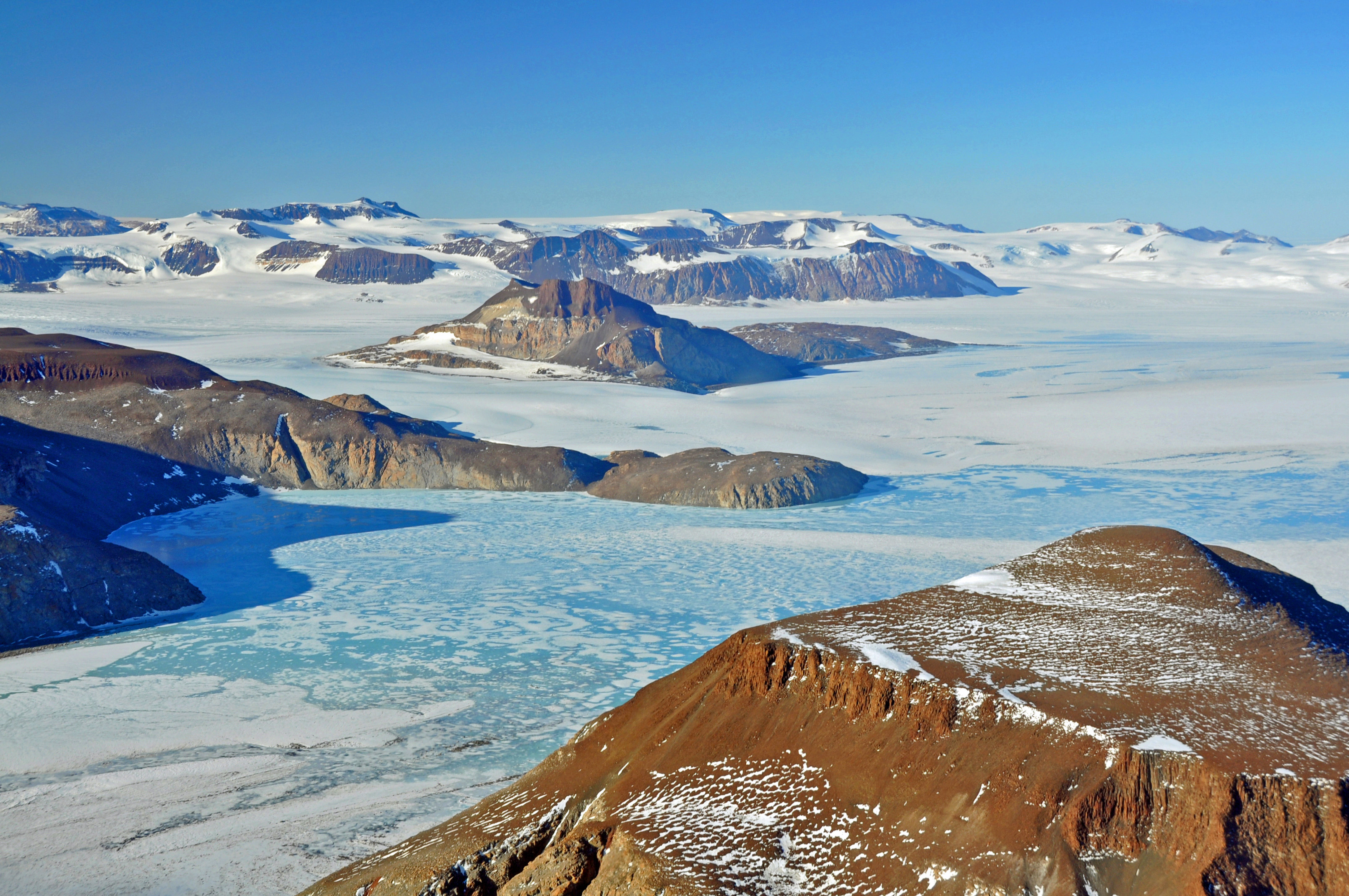 Mountains and glaciers.