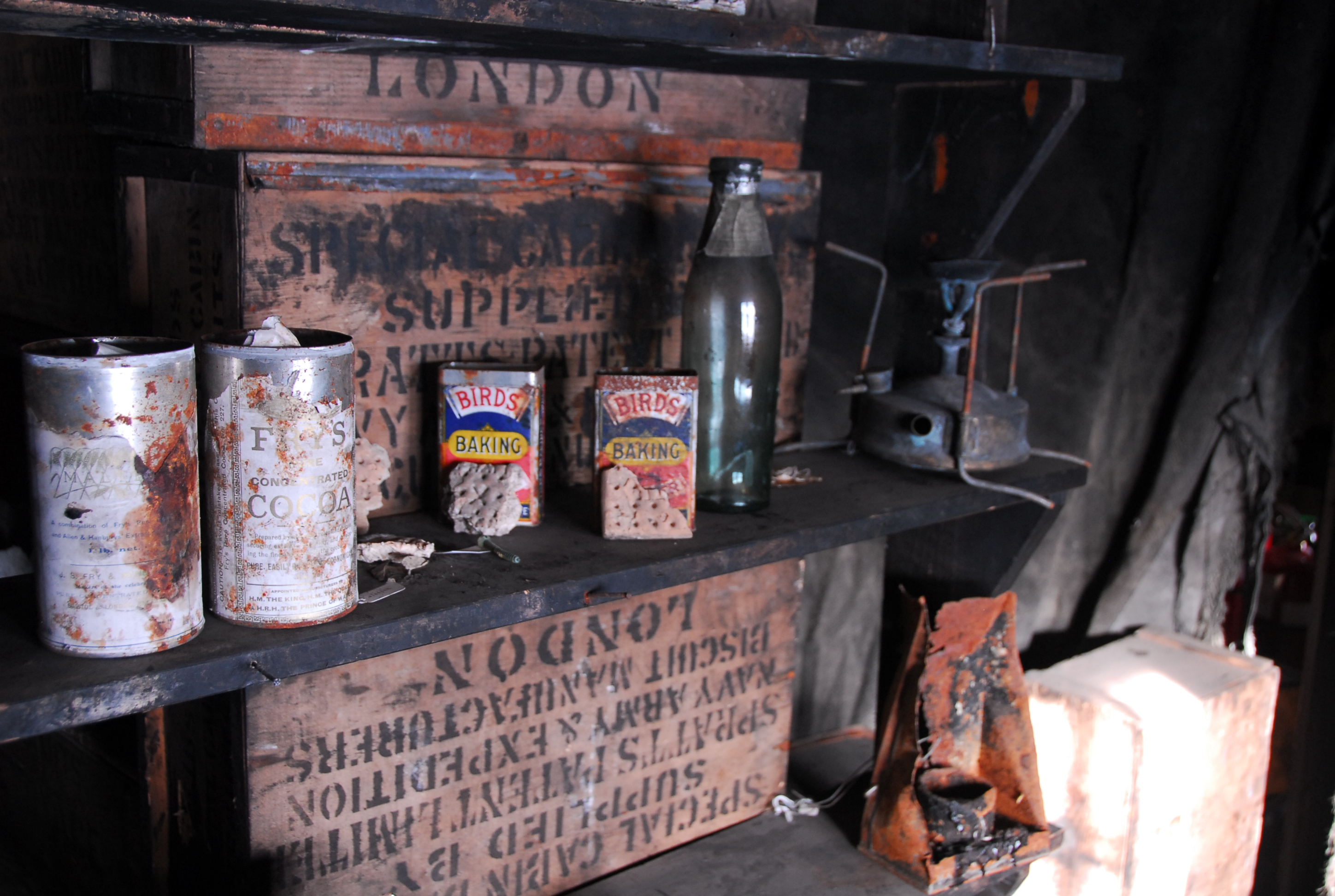 Old tins of food.