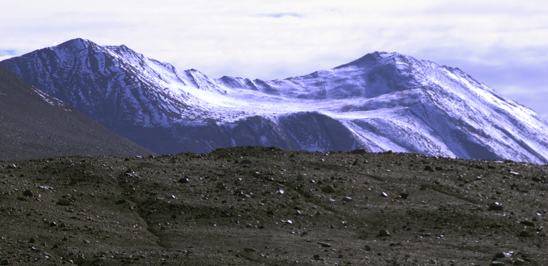 Mountains with snow in the distance.