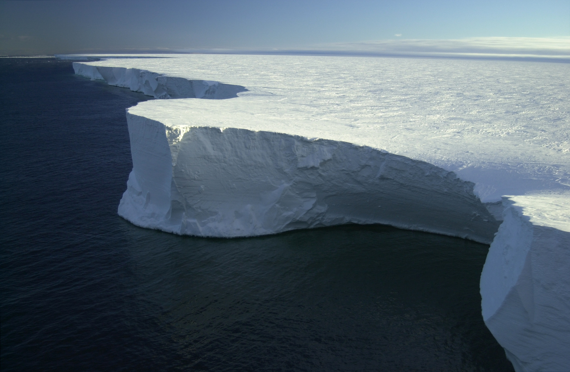 Aerial view of an enormous iceberg.