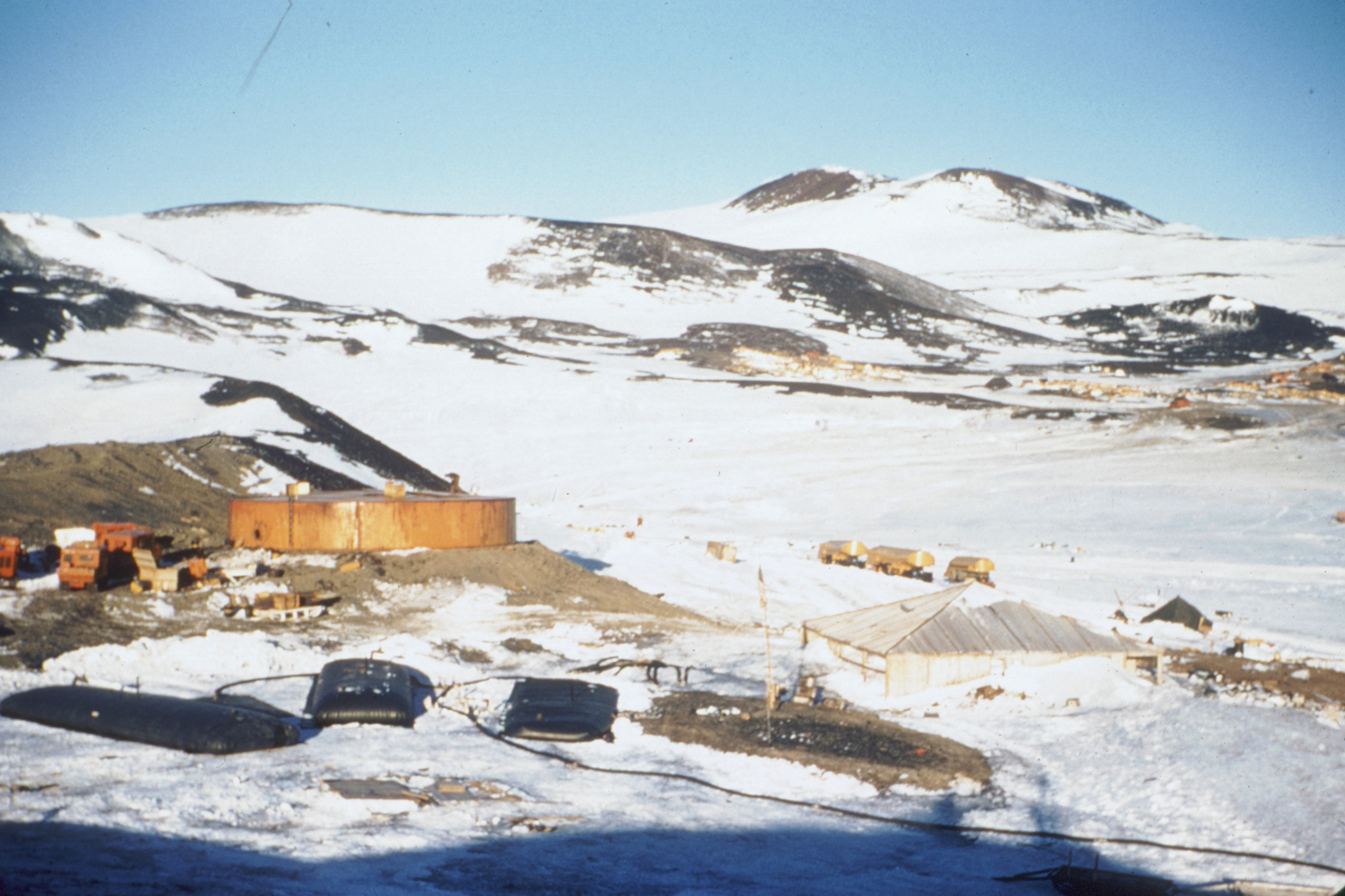 Fuel tanks sit on a hill.