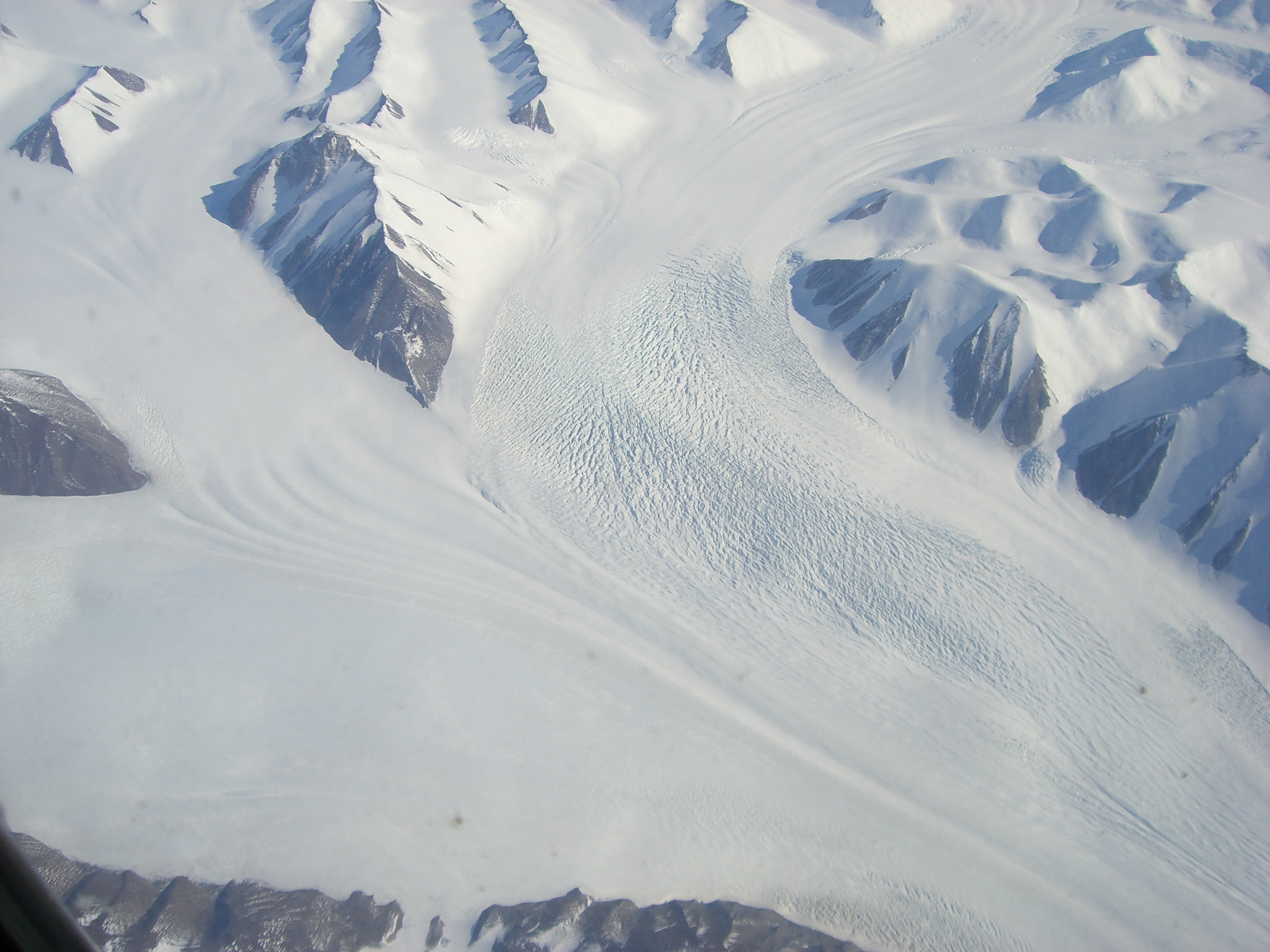 Aerial view of a glacier.