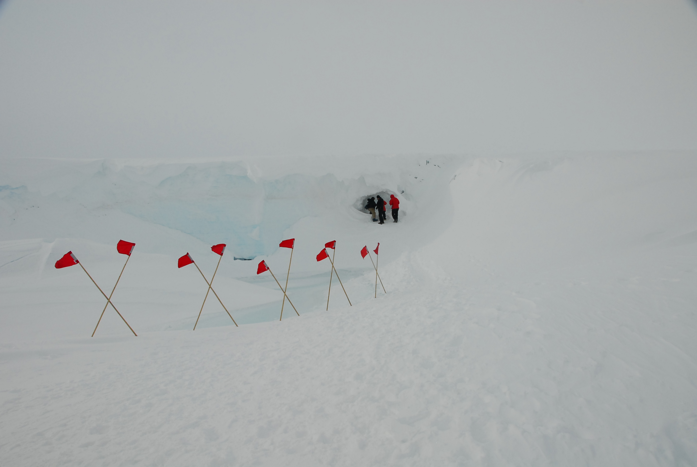 Red flags and snow.