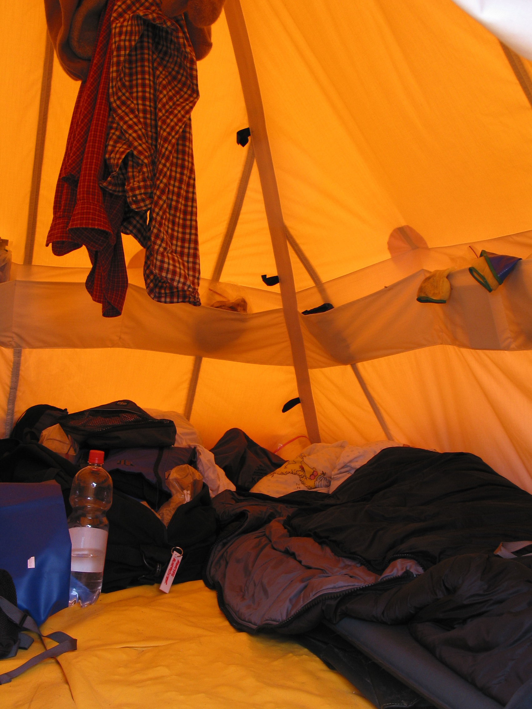 Inside a tent.