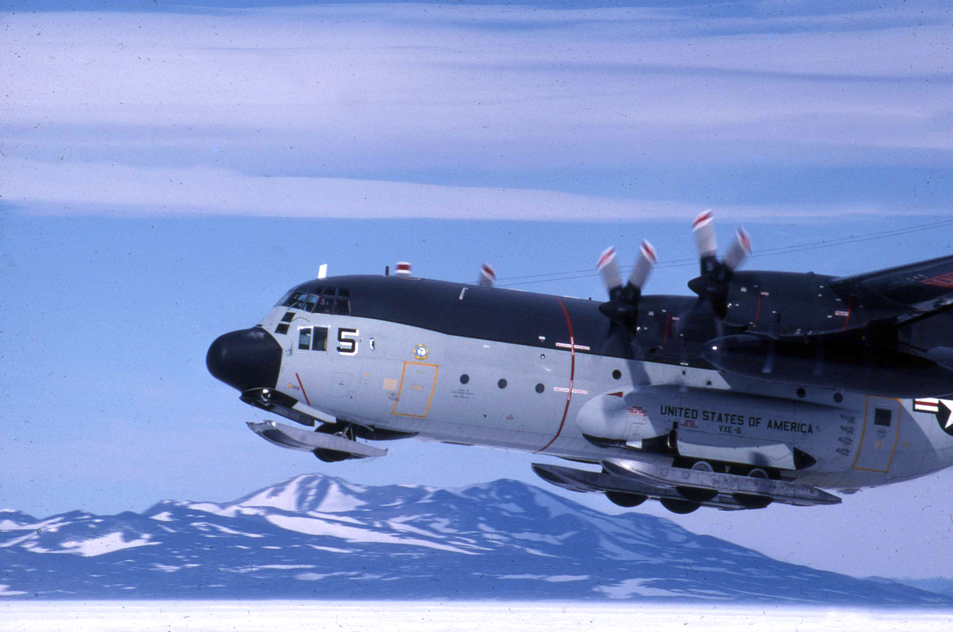 Airplane takes off from ice.