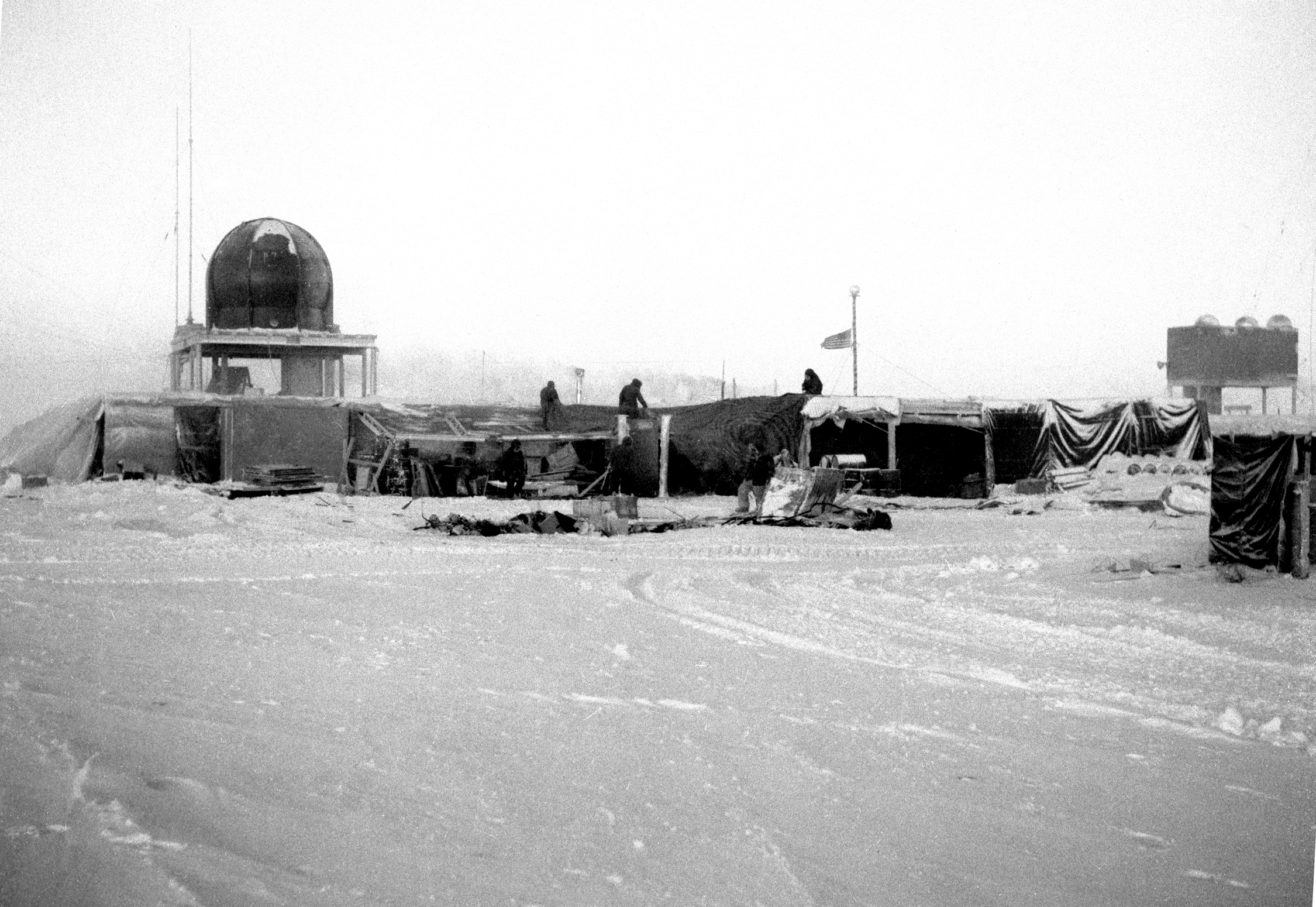 Buildings on snow.