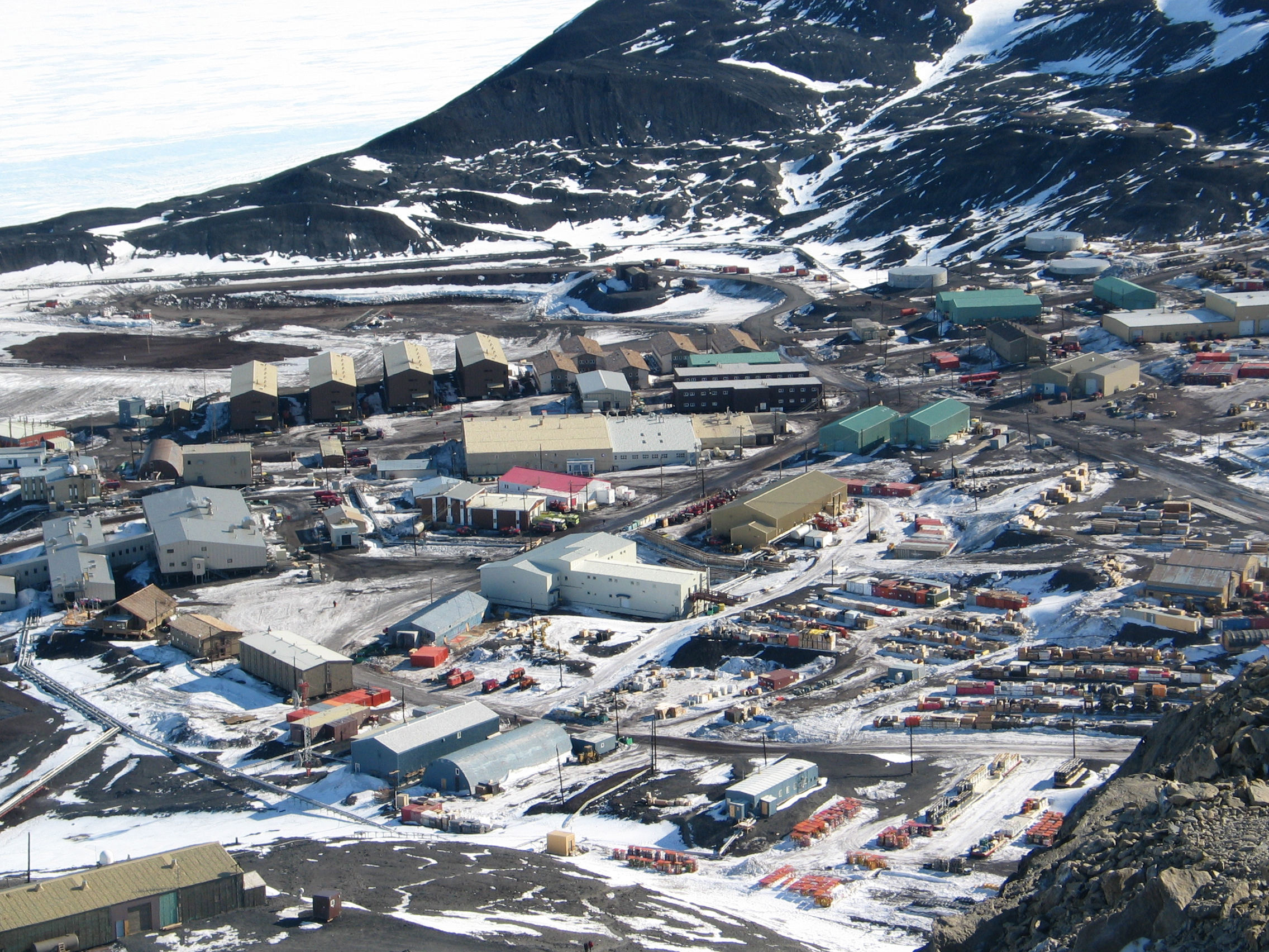 Aerial view of a small town.