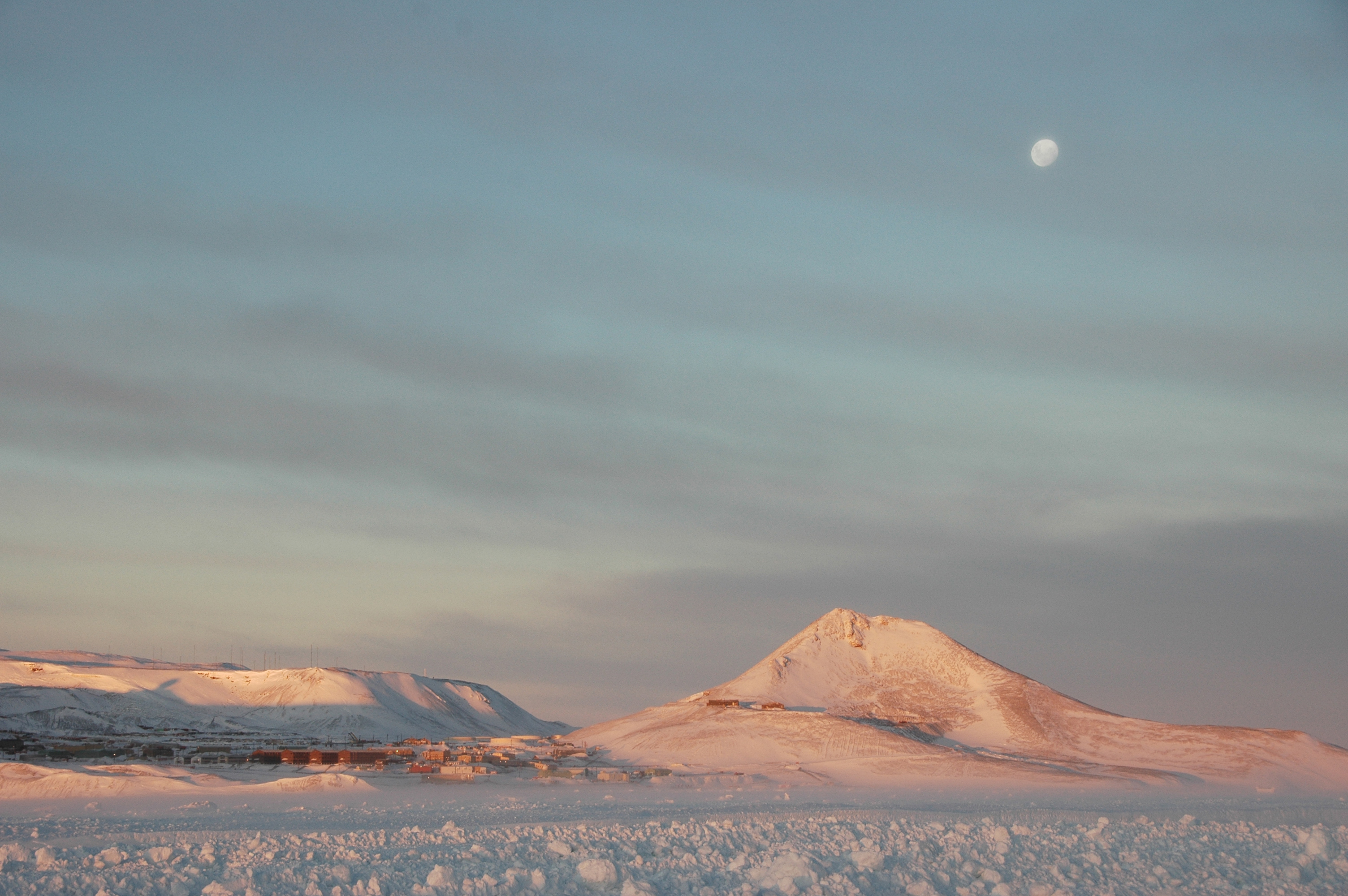 Landscape covered with snow.