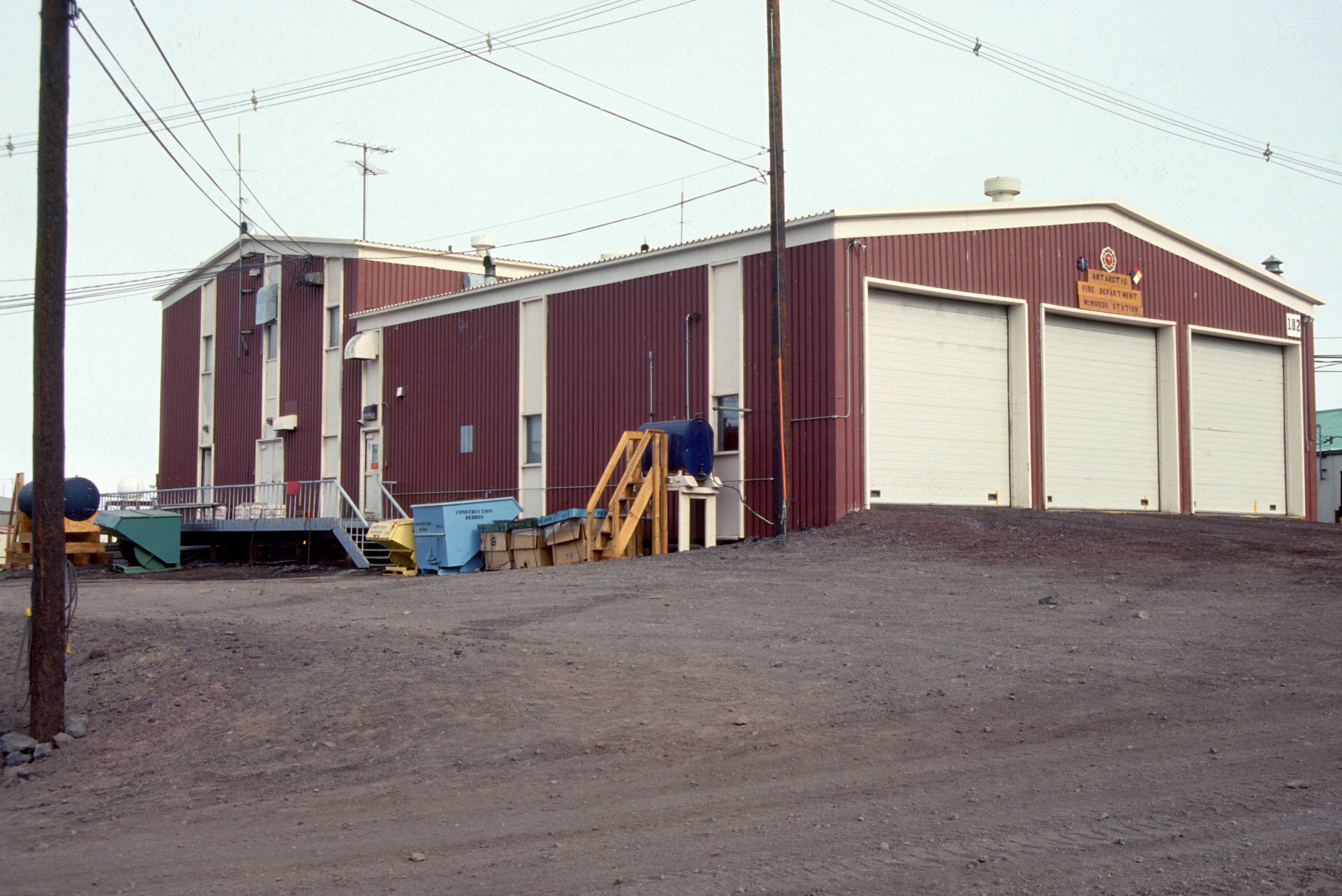 A three garage fire station.