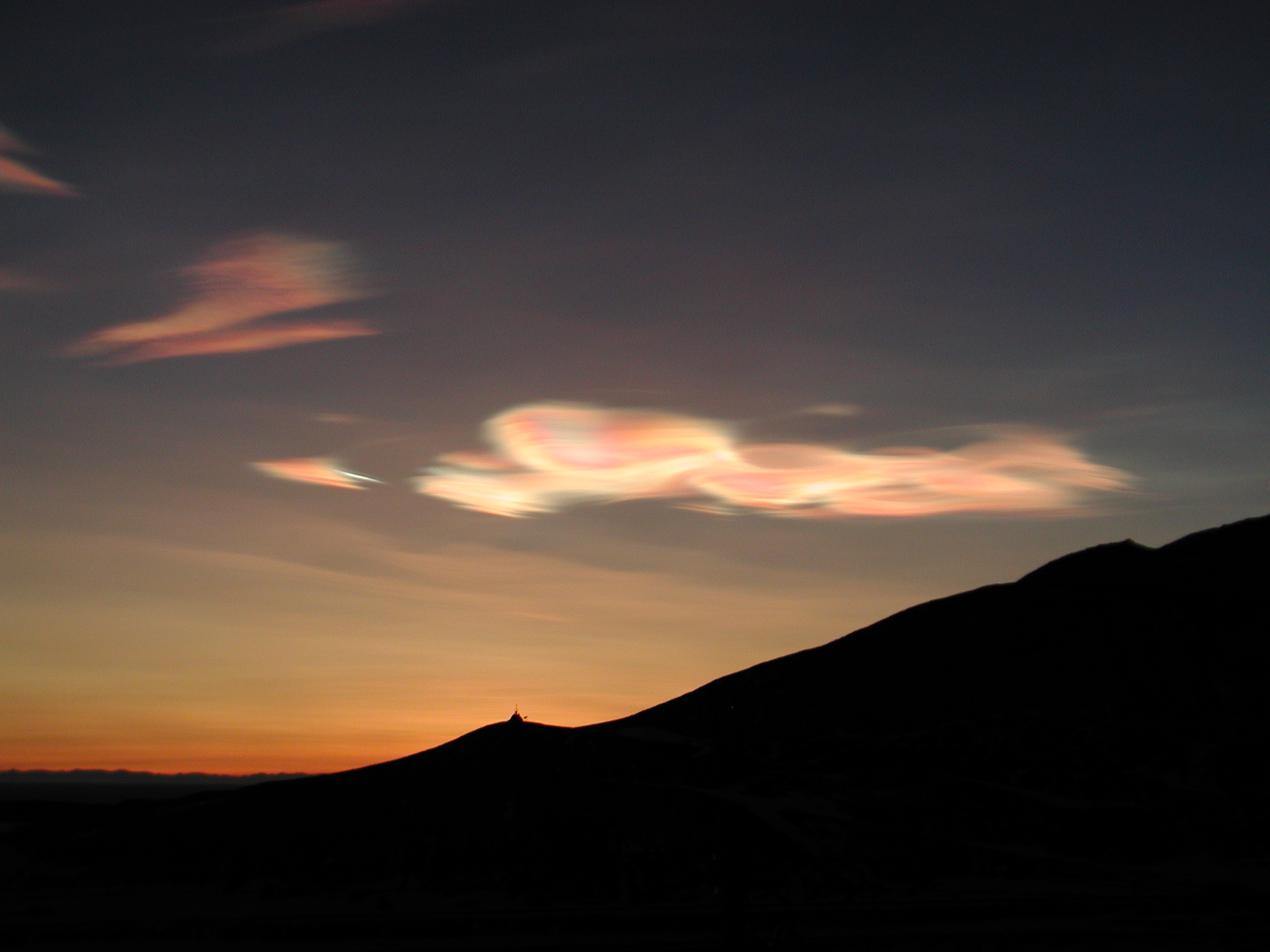 Colorful high stratus clouds.