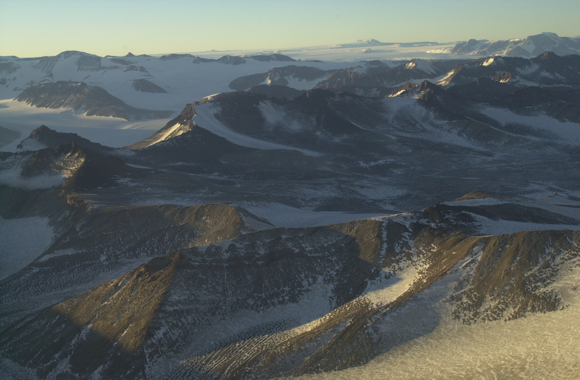 Mountains and valleys.