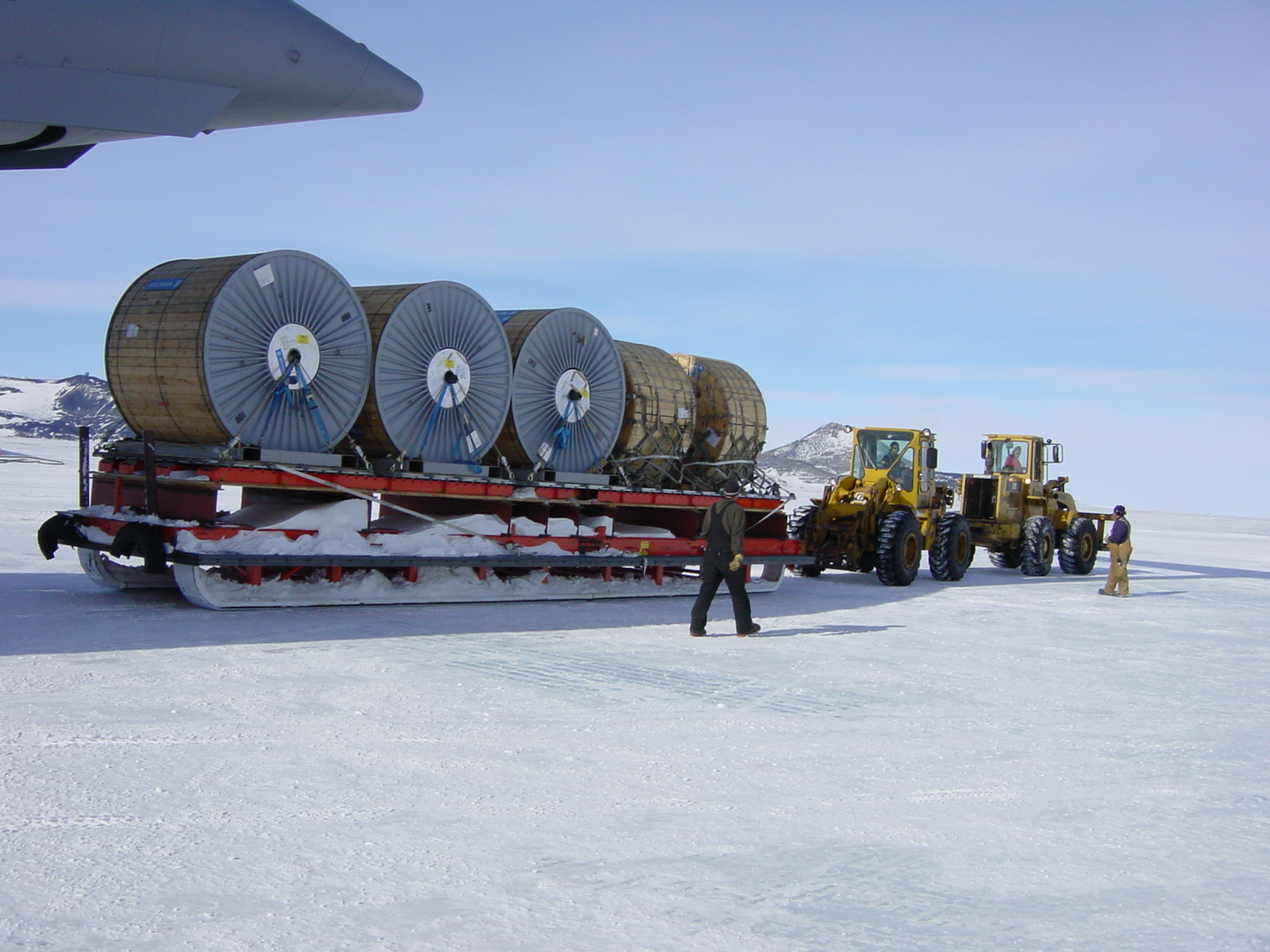 Cargo on large sleds.