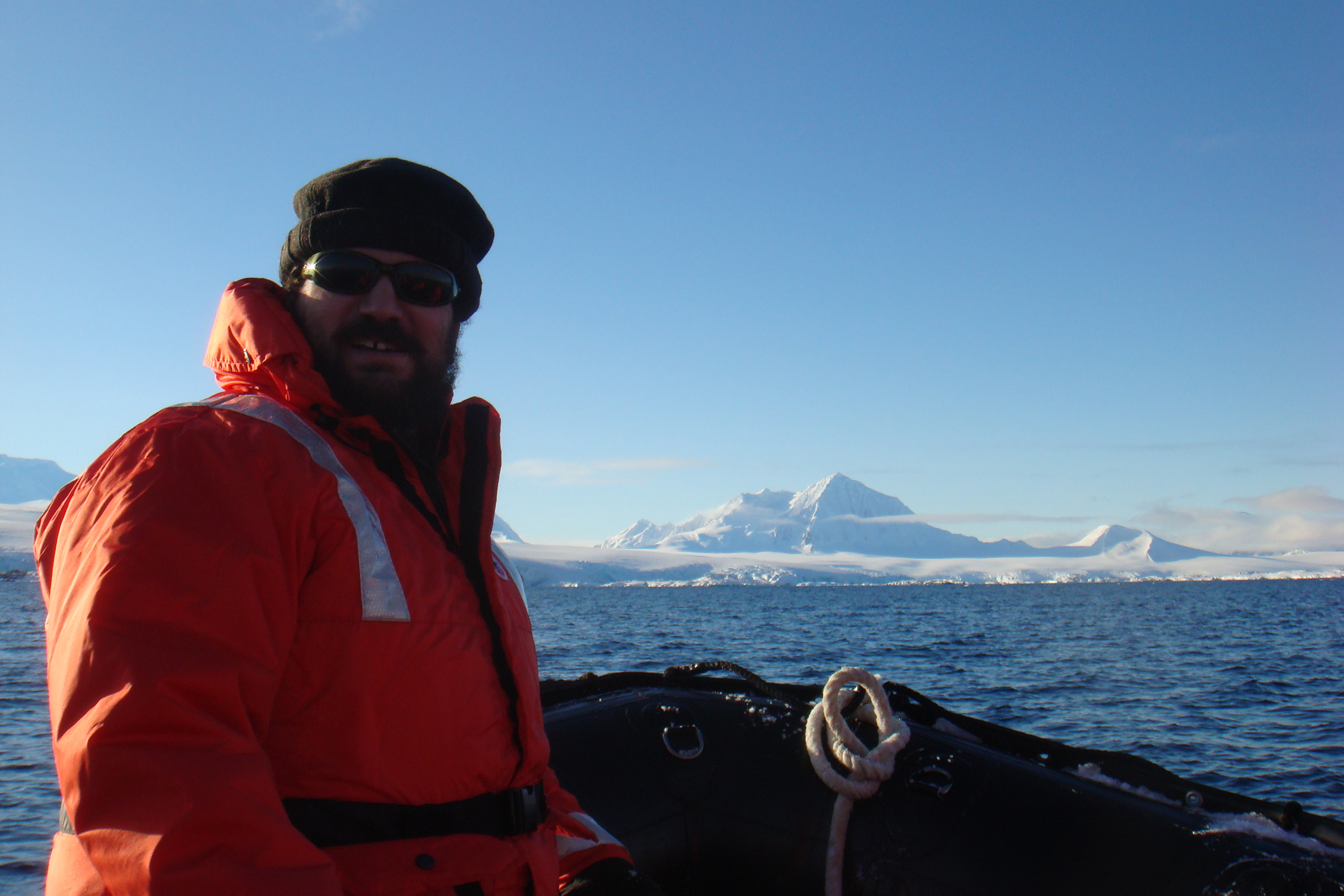 Man sits in a boat.