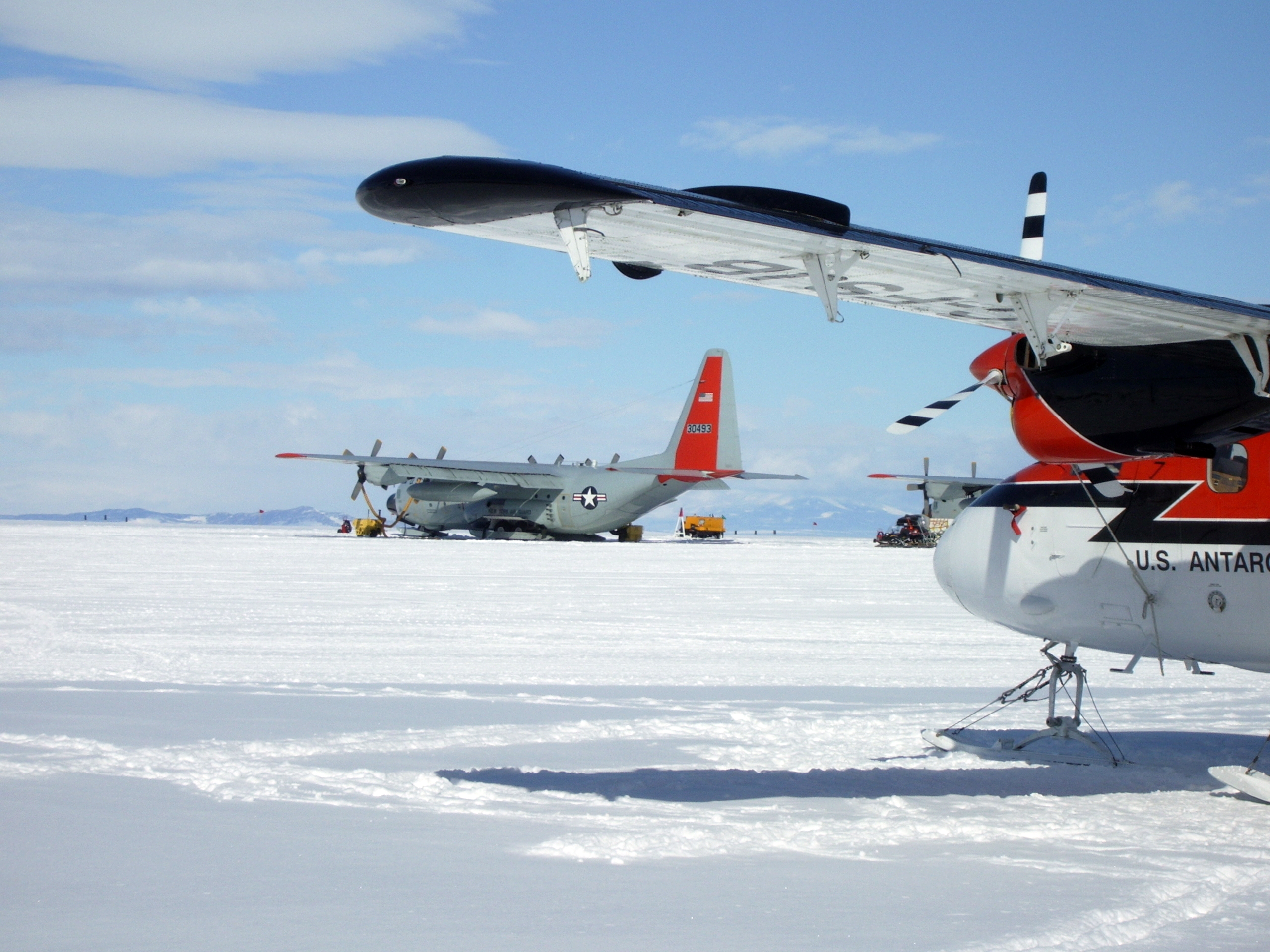 Two planes on the snow.