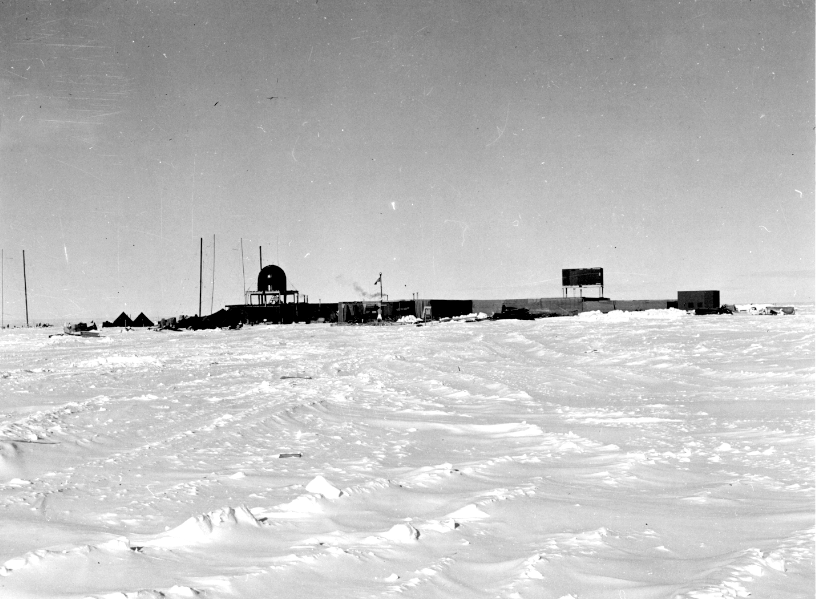 Buildings on snow.